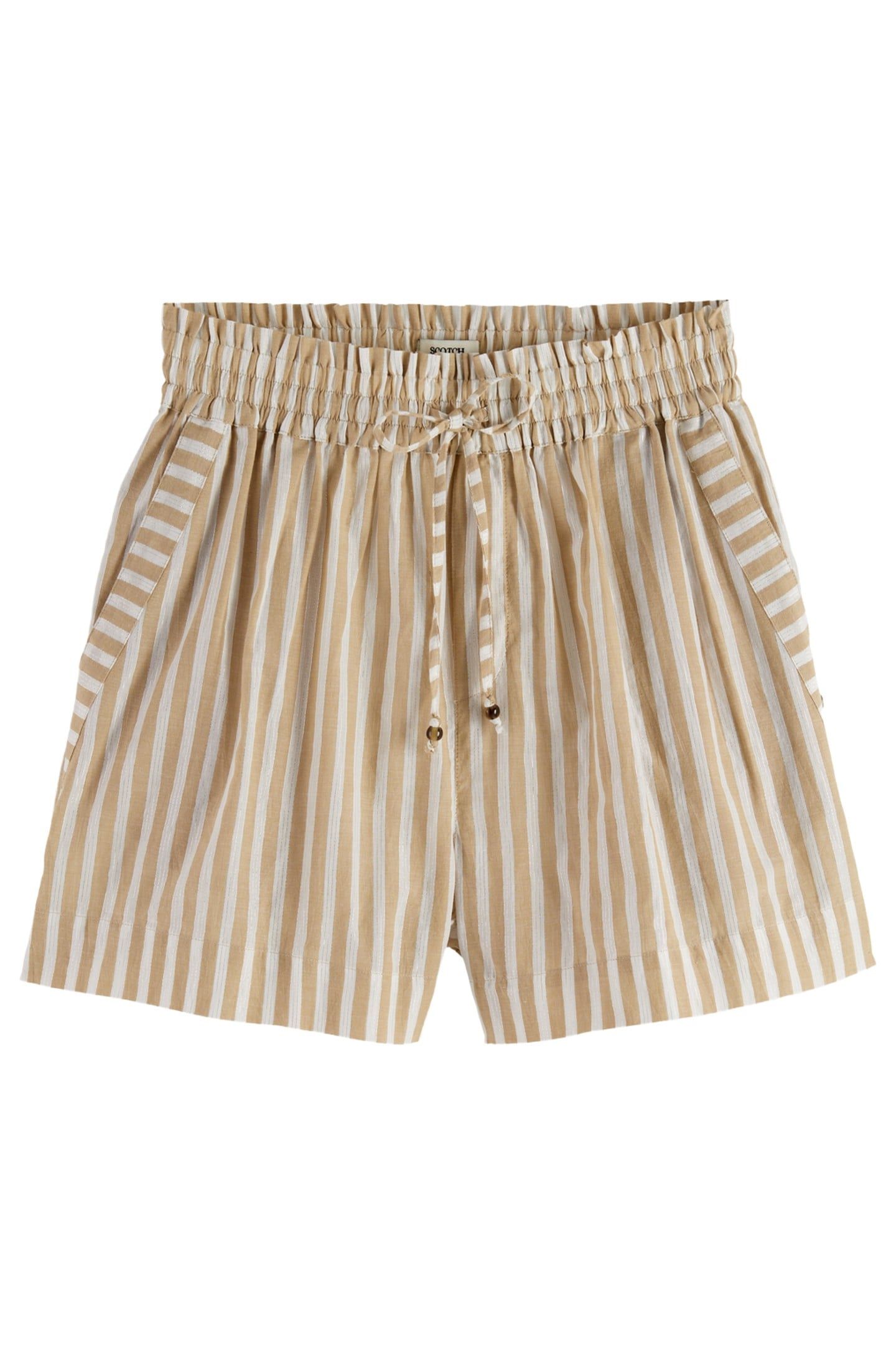 HIGH RISE LUREX STRIPE PRINTED SHORTS BLOCK PRINT 4