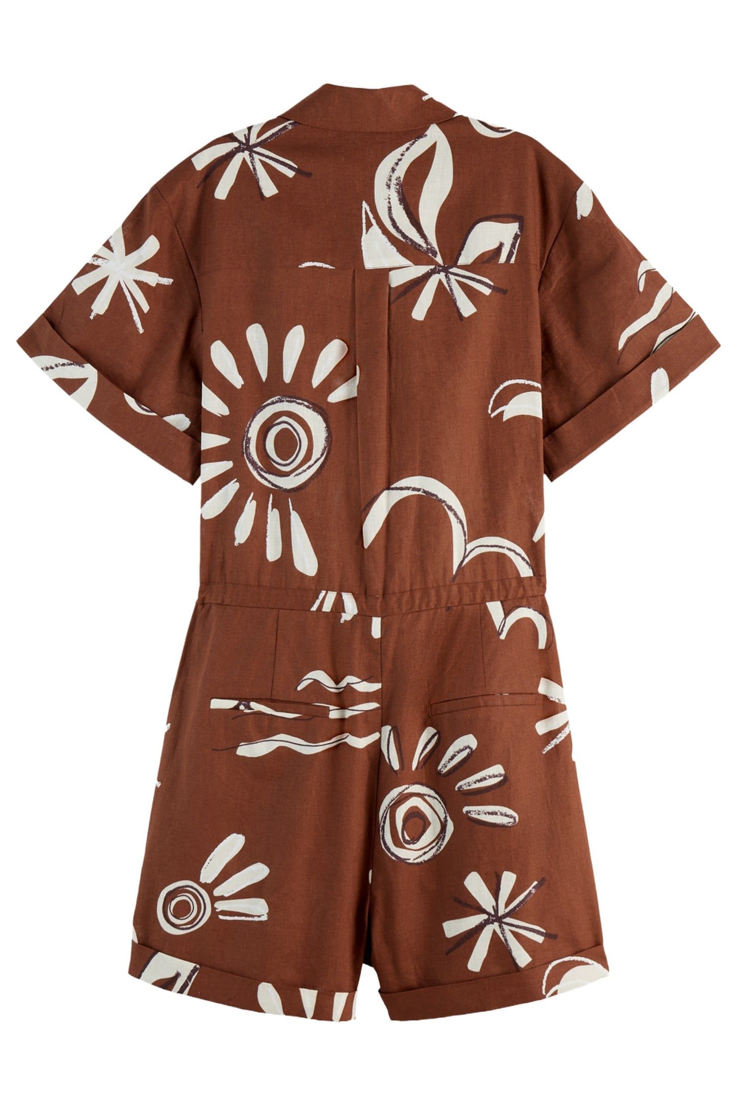 LINEN UTILITY PLAYSUIT INKY SUN BROWN 4