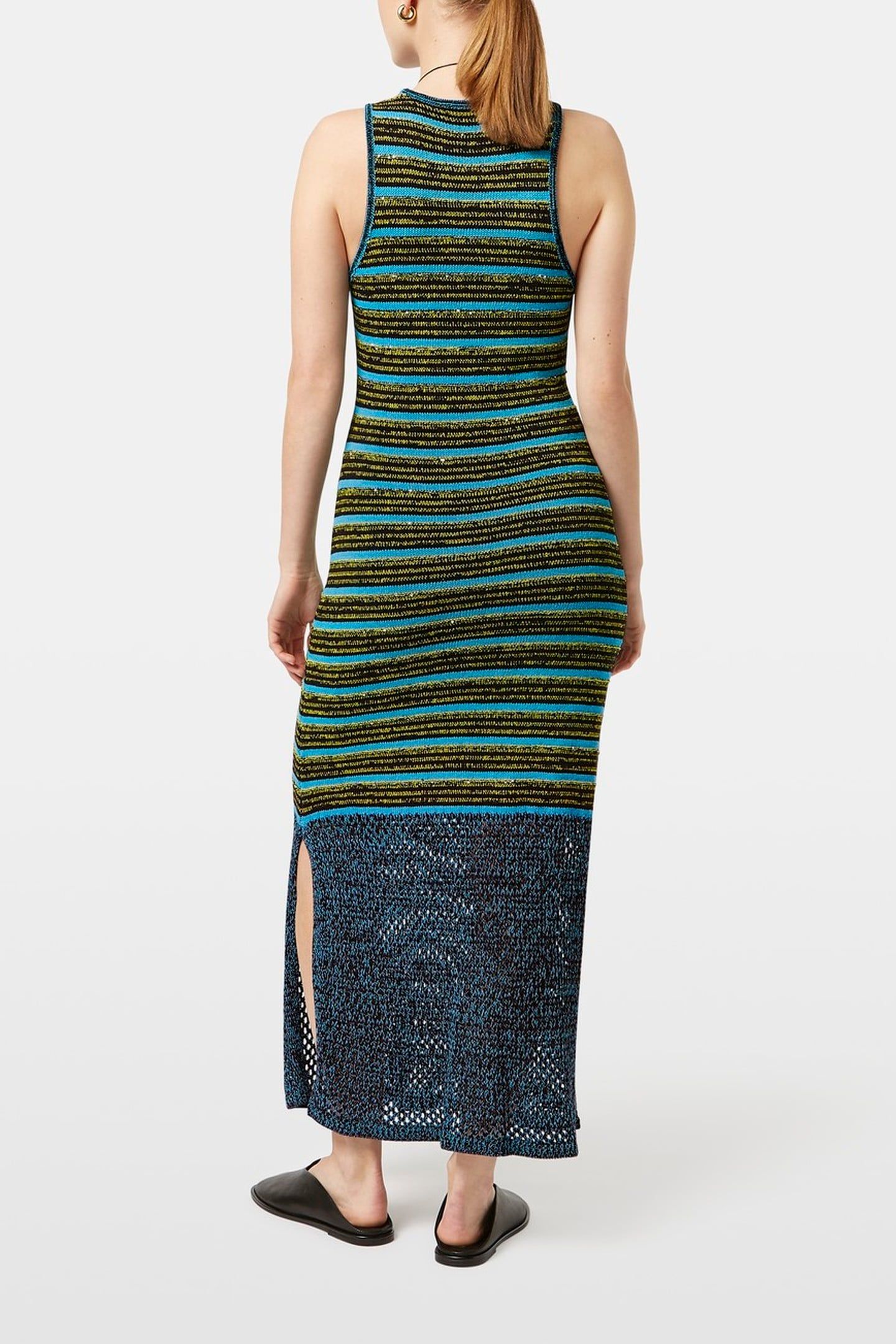 SEQUIN STRIPE KNITTED DRESS WASHED BLACK 2