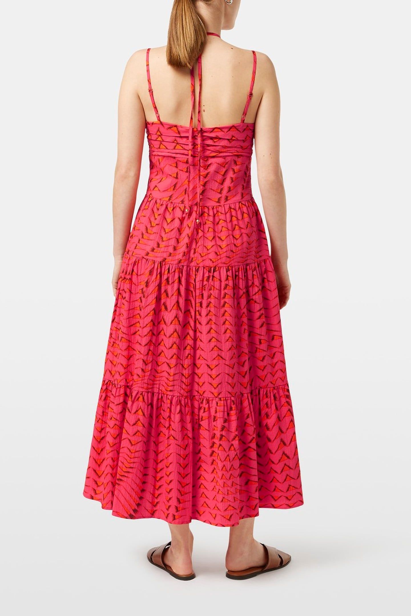 COTTON SEERSUCKER MIDI DRESS HOUSE OF MIRRORS PINK 2
