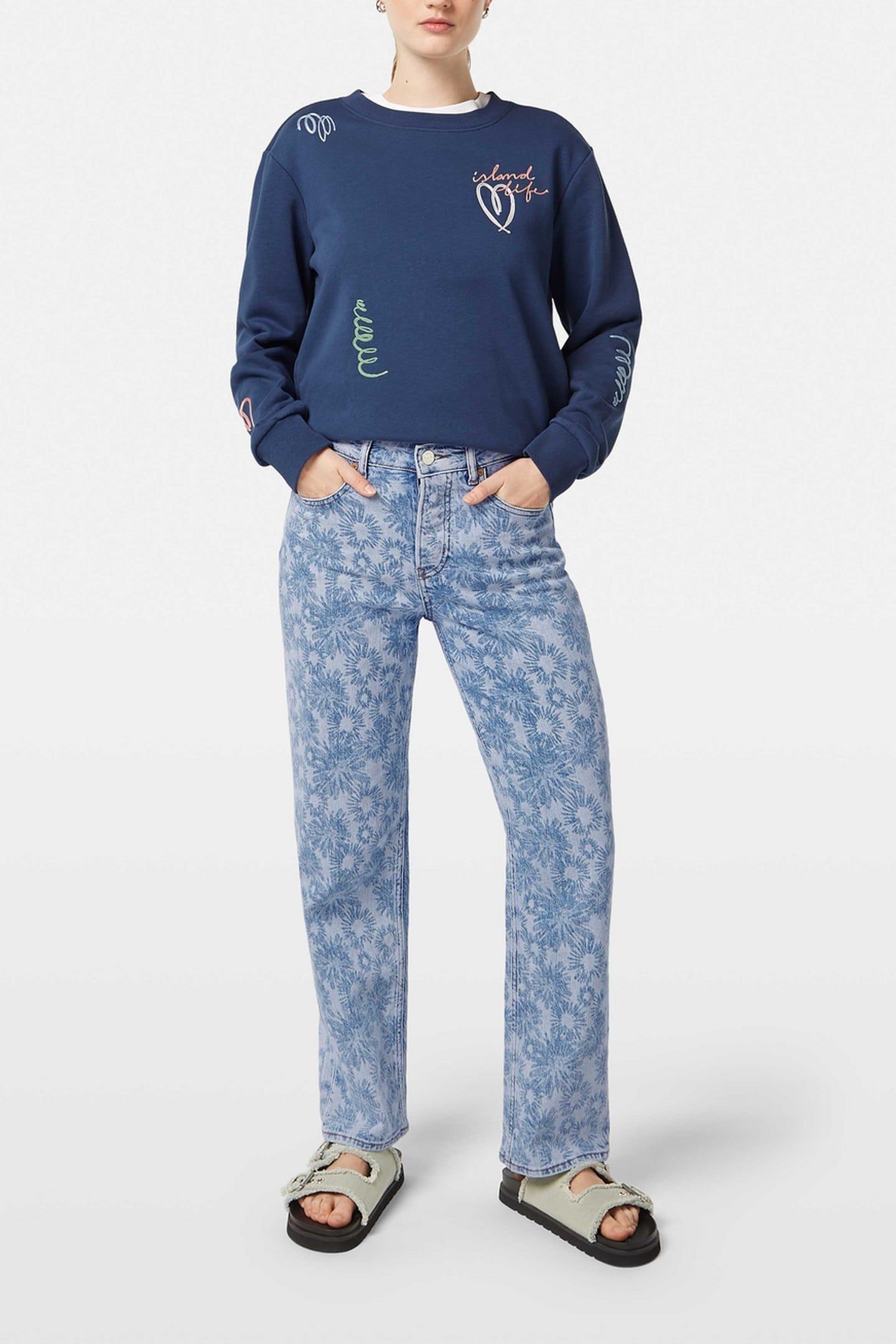 SKY HIGH RISE STRAIGHT JEANS ABSTRACT FLORAL ABSTRACT FLORAL 2