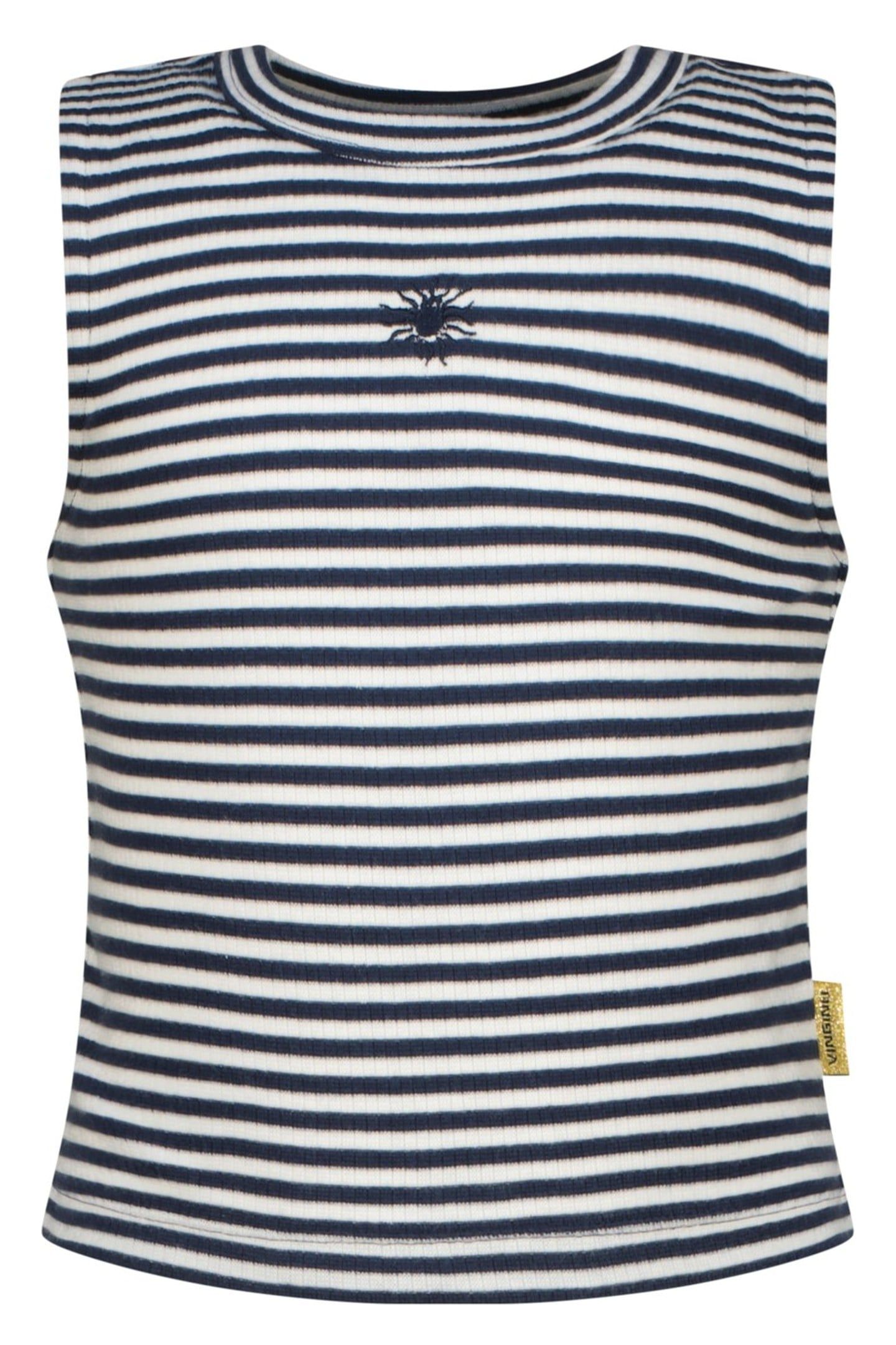 GIRLS BASIC-CROP RIB TOP STRIPE TOP DARK BLUE 1