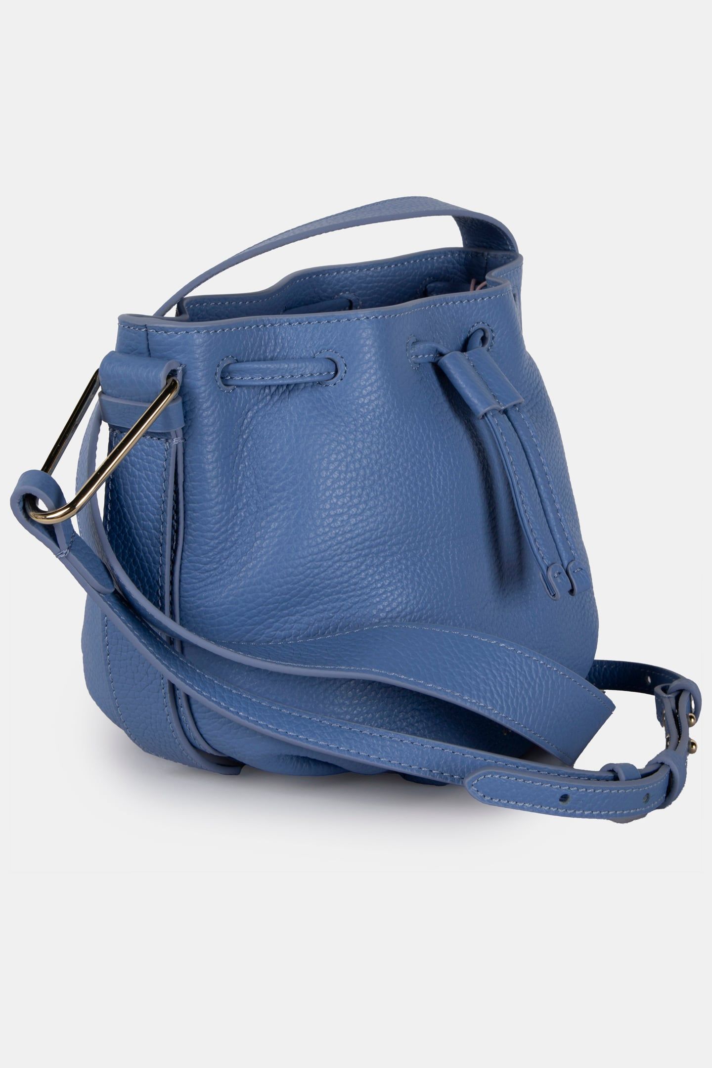GRAINED LEATHER CROSS BODY BAG IN LIGHT BLUE 3