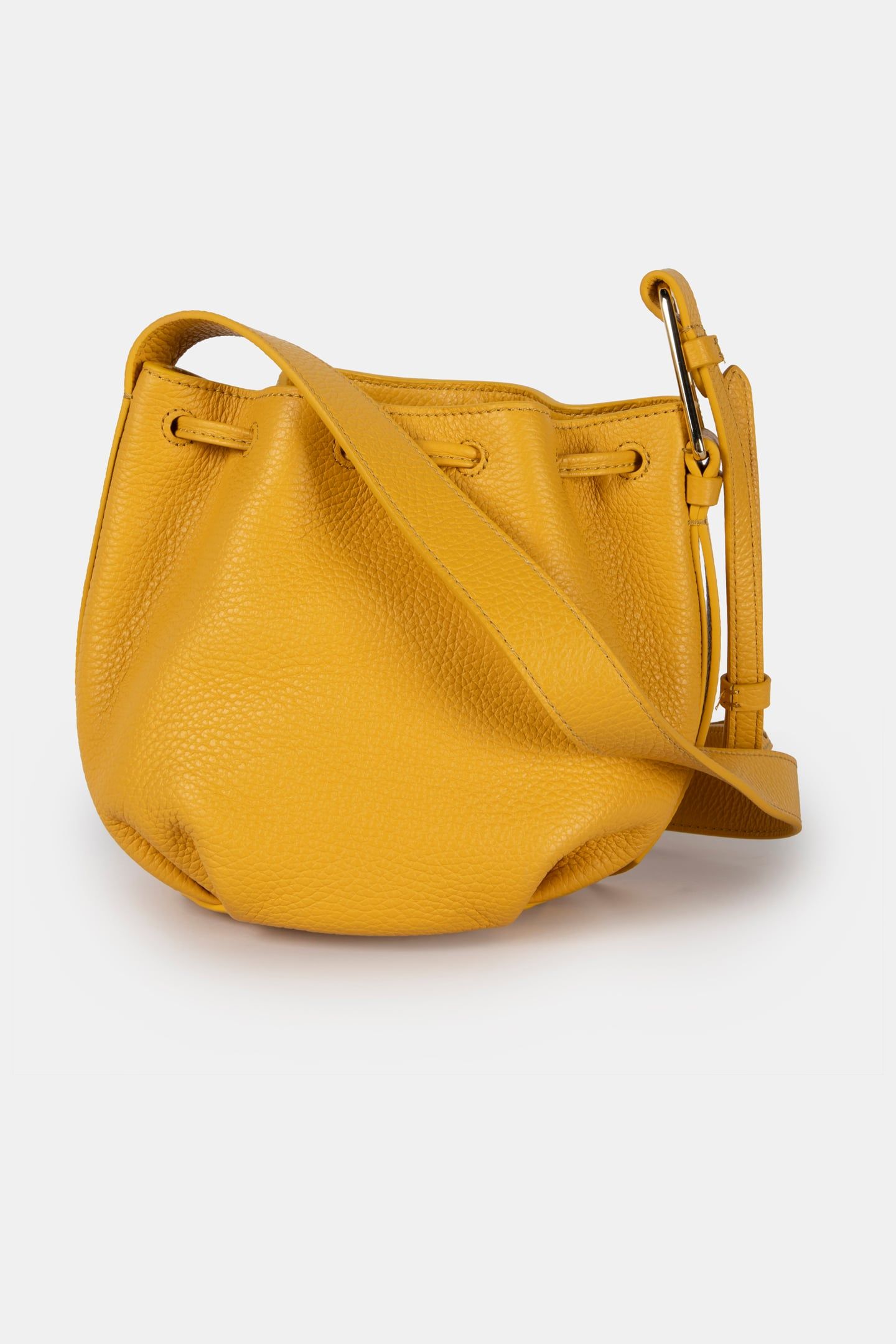 GRAINED LEATHER CROSS BODY BAG IN MUSTARD YELLOW 4