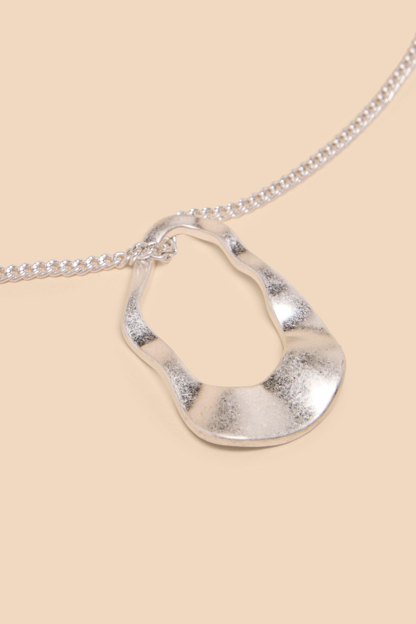 AMY ABSTRACT LONG NECKLACE SILVER TONE METALLIC 1