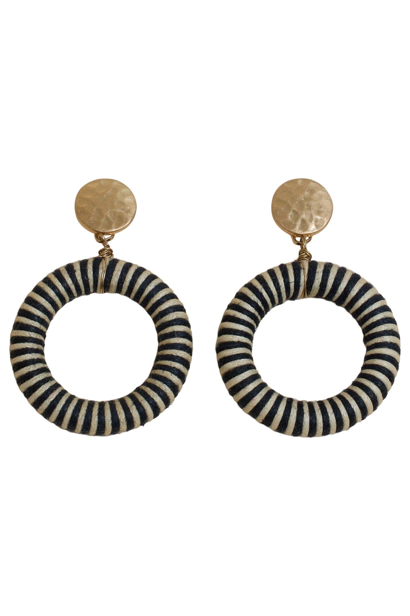 CORD WRAPPED DROP HOOP BLACK MULTI 2