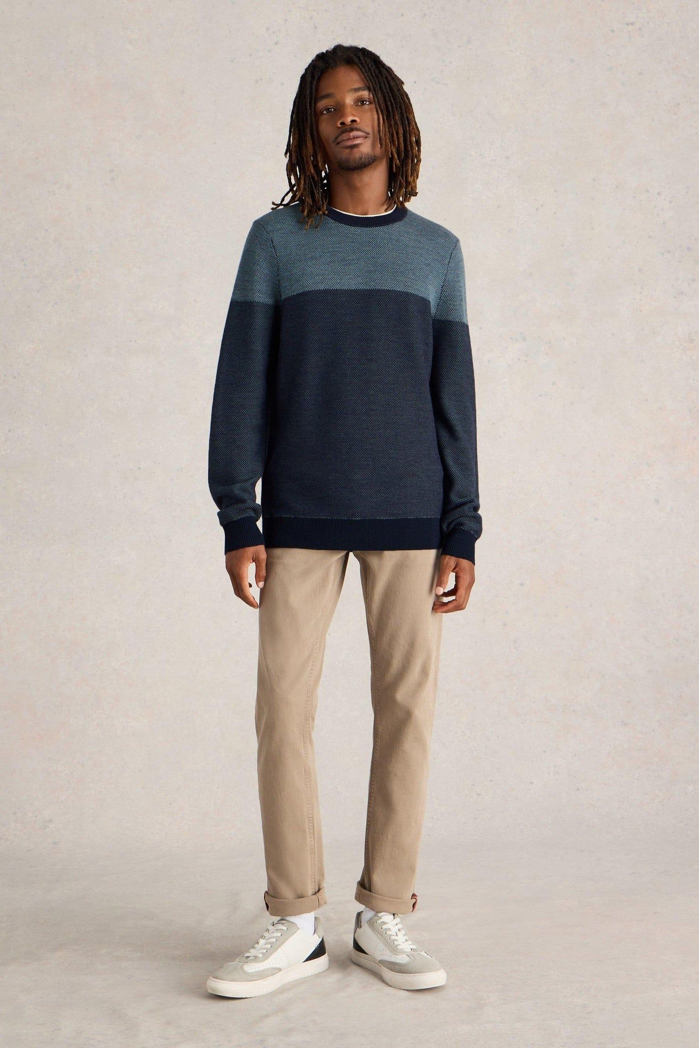 NEWPORT MERINO JACQUARD CREW BLUE MULTI 1