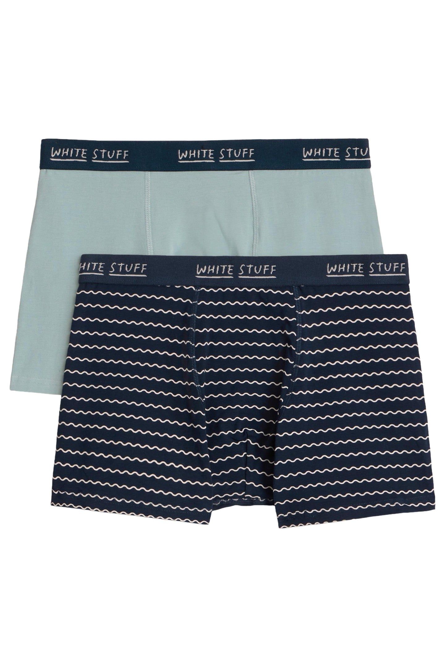 2PACK BOXERS - PLAIN & STRIPE BLUE MULTI 2