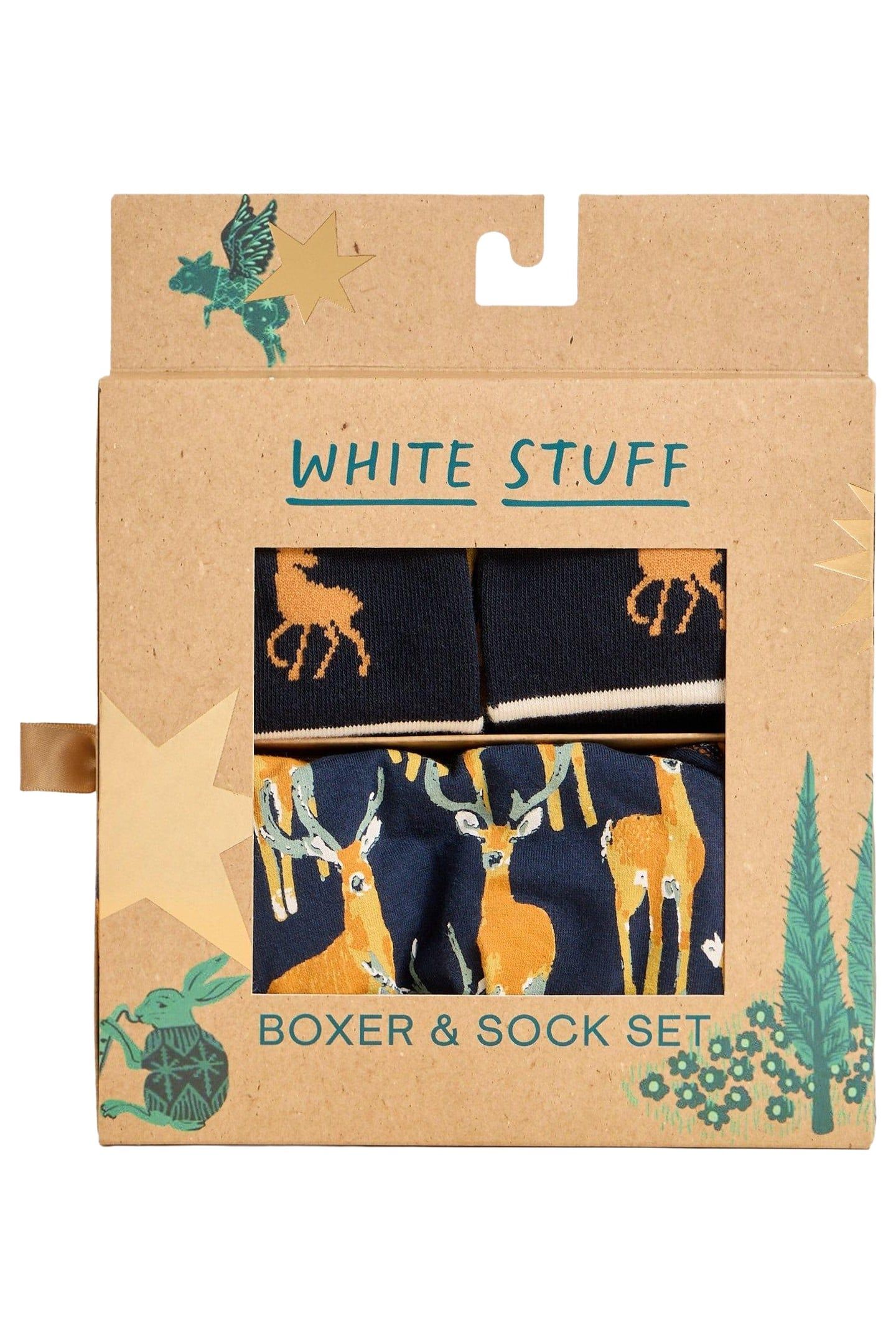 BOXERS & SOCK GIFT SET NAVY PRINT 2