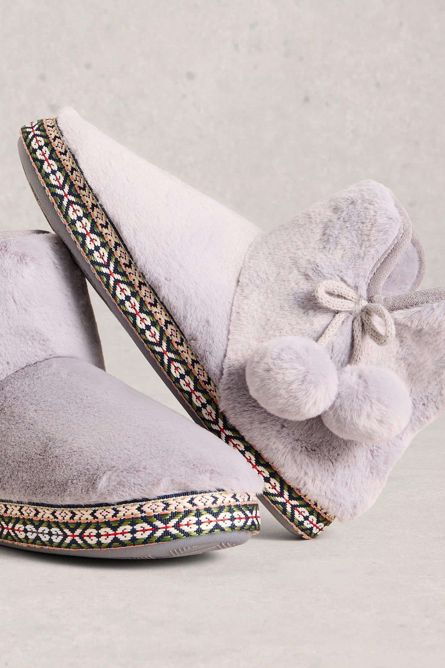 FAUX FUR BOOTIE SLIPPER MID GREY 2