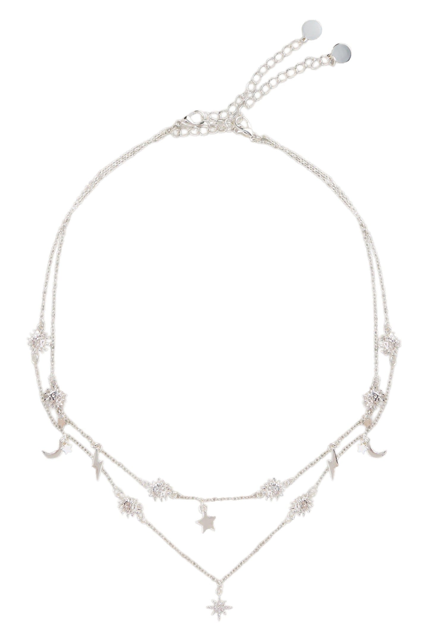 CELESTIAL LAYERED NECKLACE SILVER TONE METALLIC 1