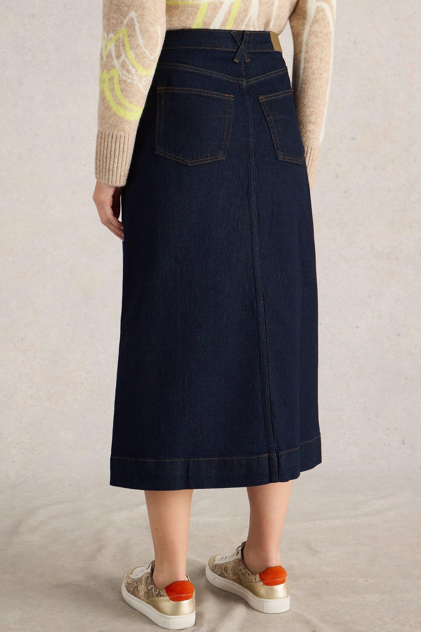 ALLIE DENIM MIDI SKIRT DARK DENIM 4
