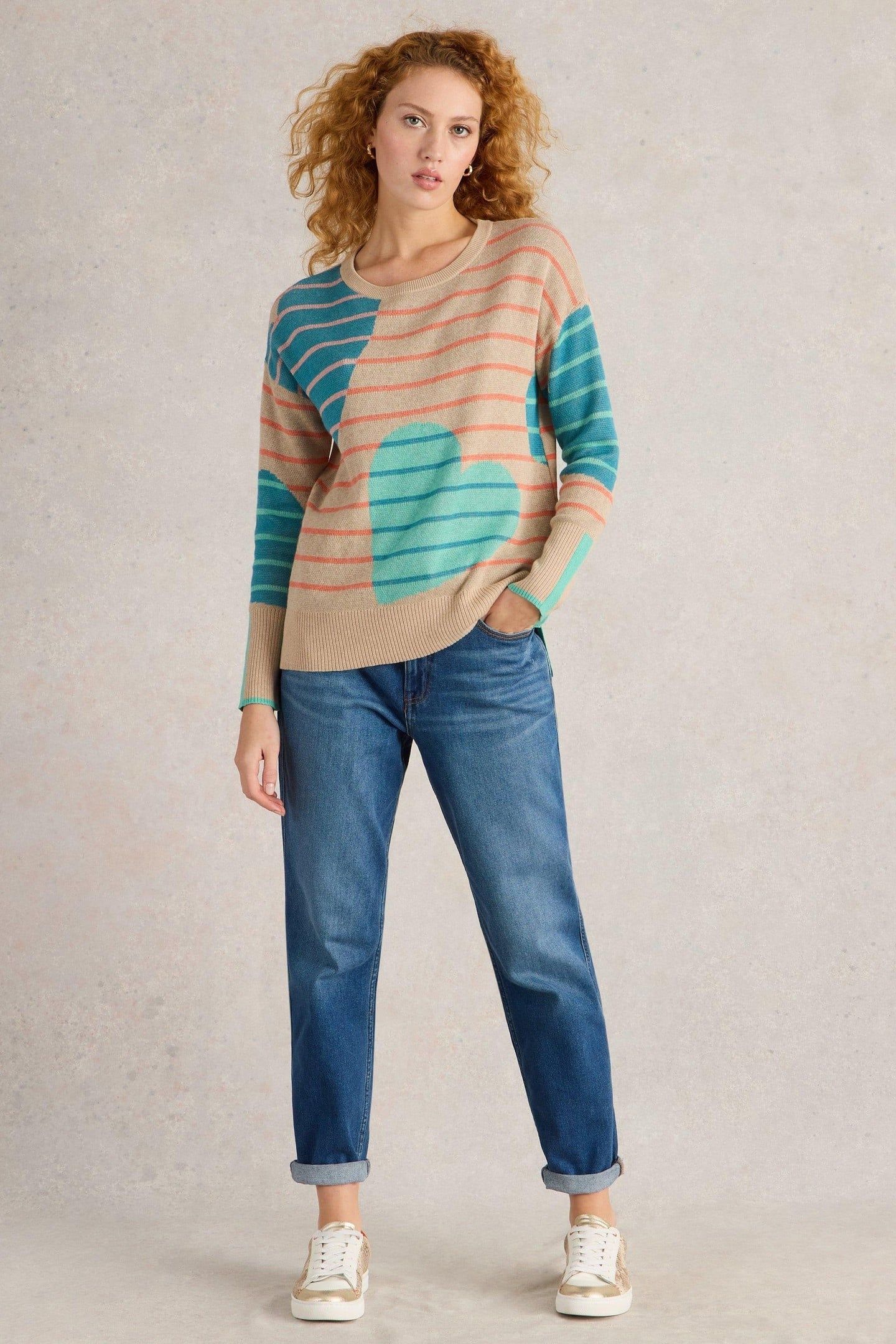 OLIVE HEART JUMPER NATURAL MULTI 3