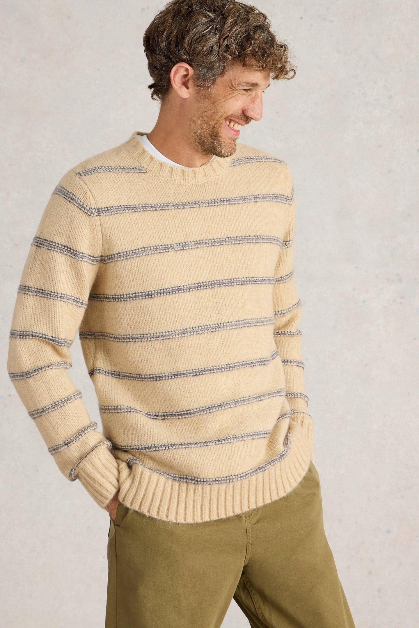 BRETON STRIPE CREW NECK JUMPER NATURAL MULTI 7