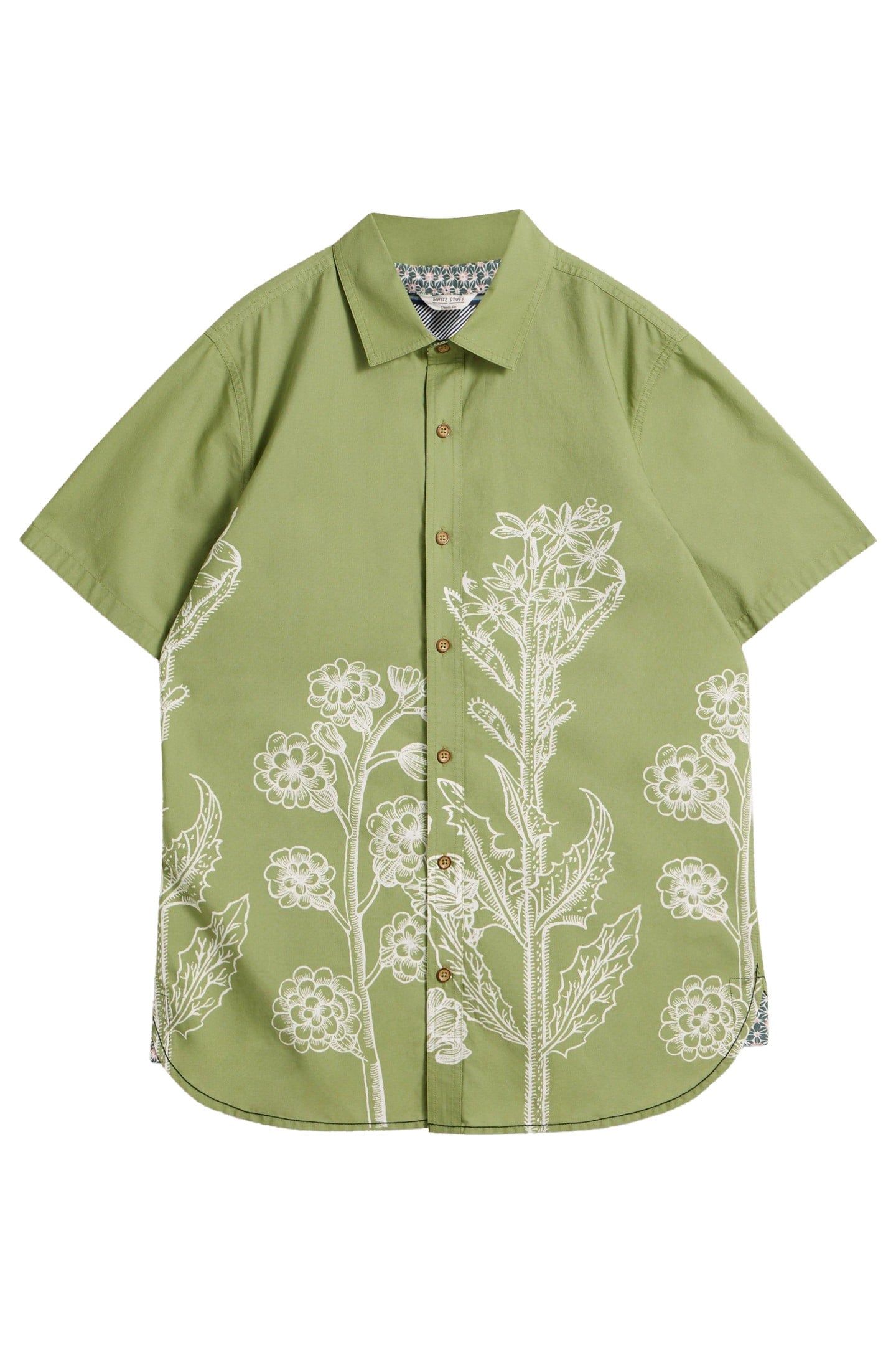 FLORAL BORDER SS PRINTED SHIRT GREEN PRINT 4