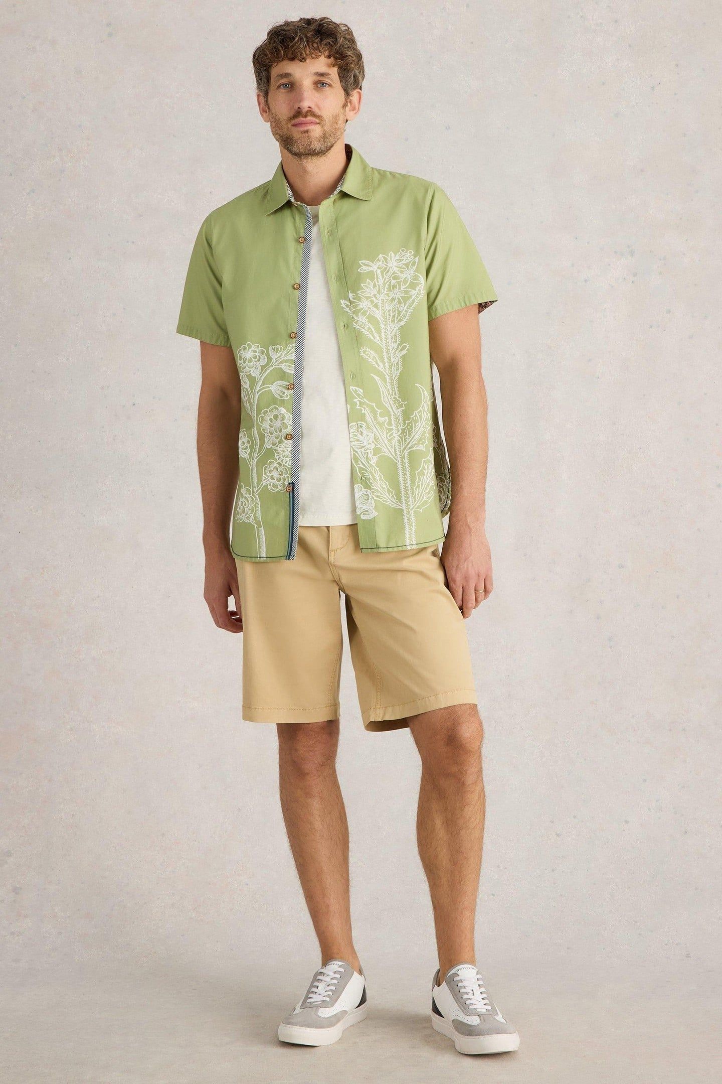 FLORAL BORDER SS PRINTED SHIRT GREEN PRINT 2