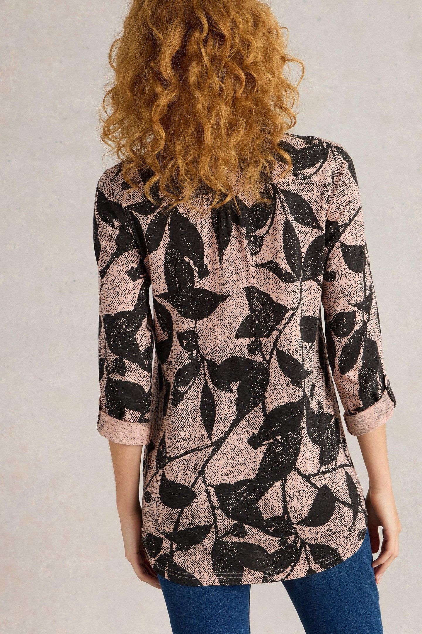 ANNIE LONGLINE SHIRT PINK PRINT 3
