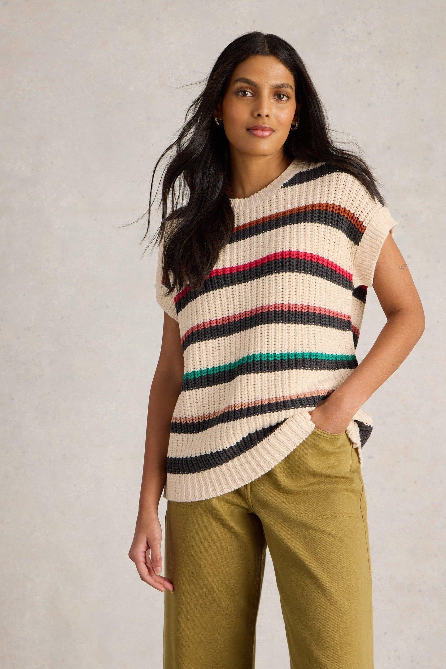 CALLIE STRIPE TANK IVORY MULTI 1