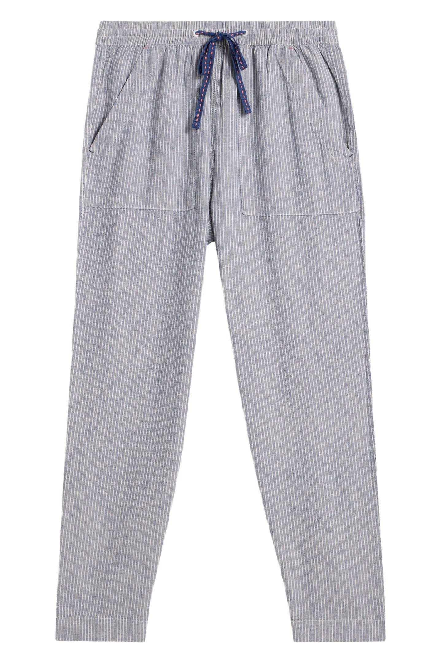 ELLE LINEN BLEND TROUSER BLUE MULTI 4