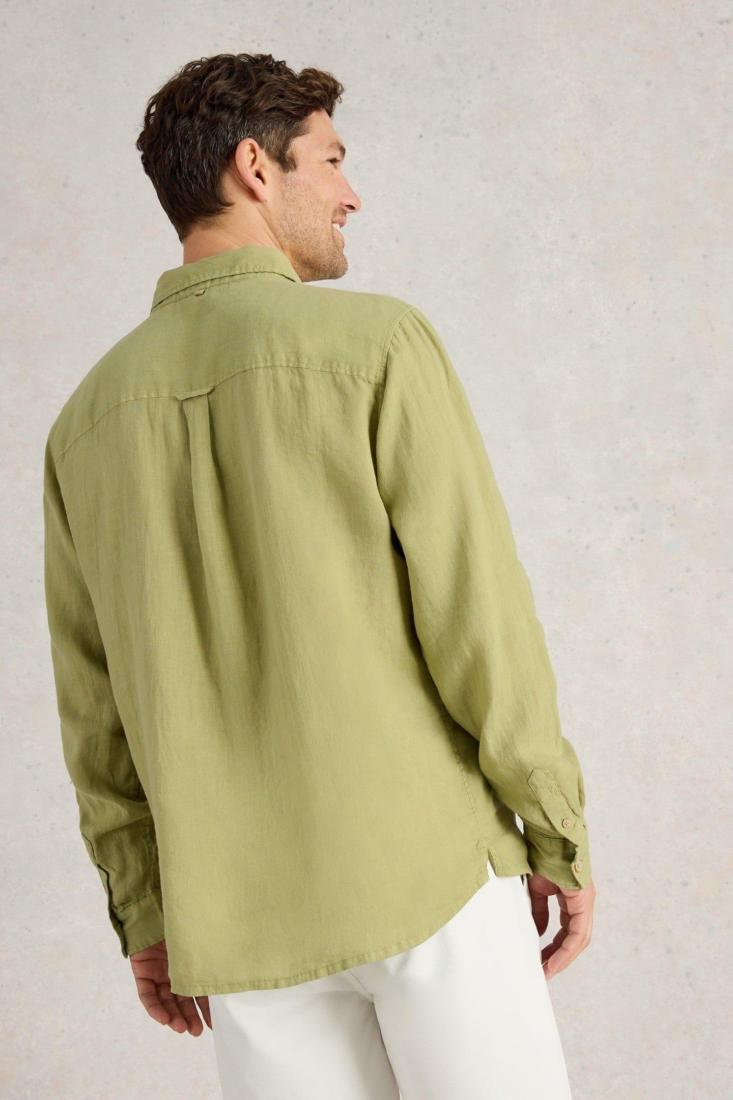 KESWICK LS LINEN SHIRT MID GREEN 4