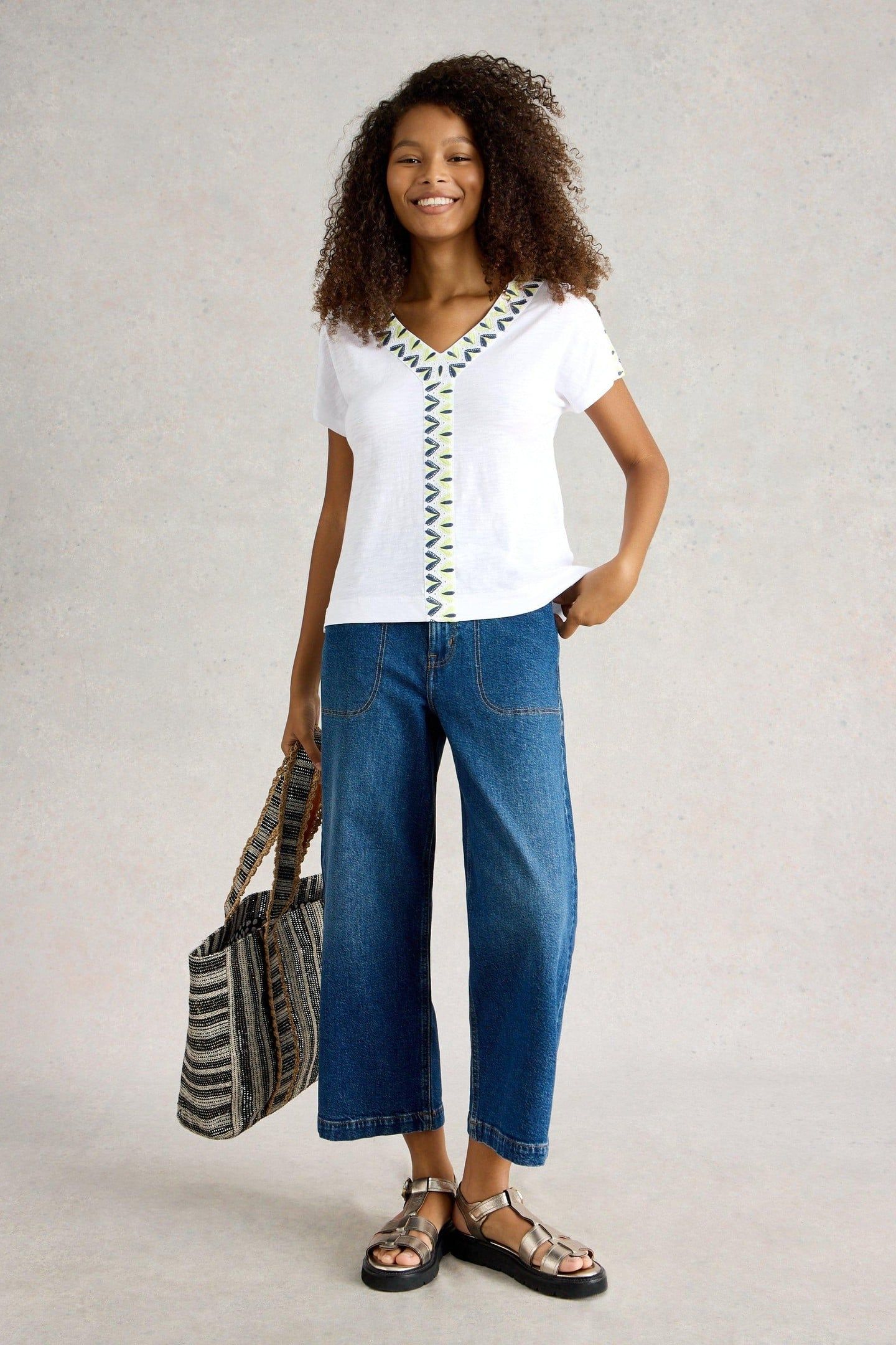 NEVA EMBROIDERED TOP WHITE MULTI 2