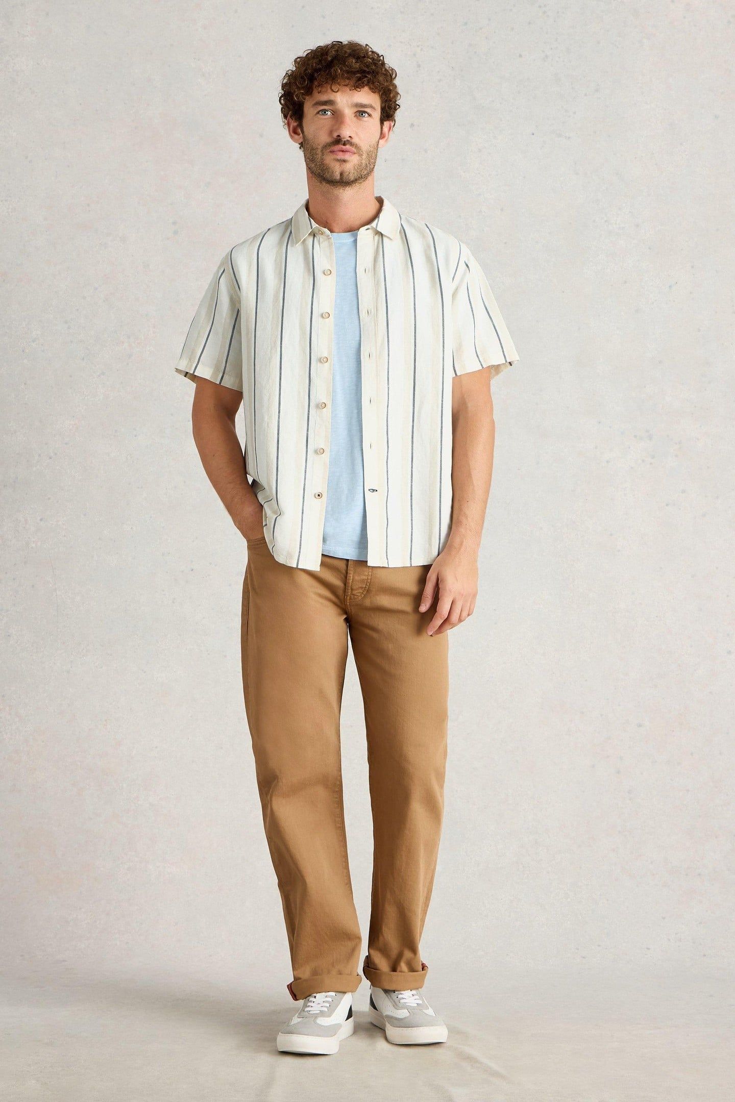 KESWICK SS STRIPE LINEN SHIRT NATURAL MULTI 1