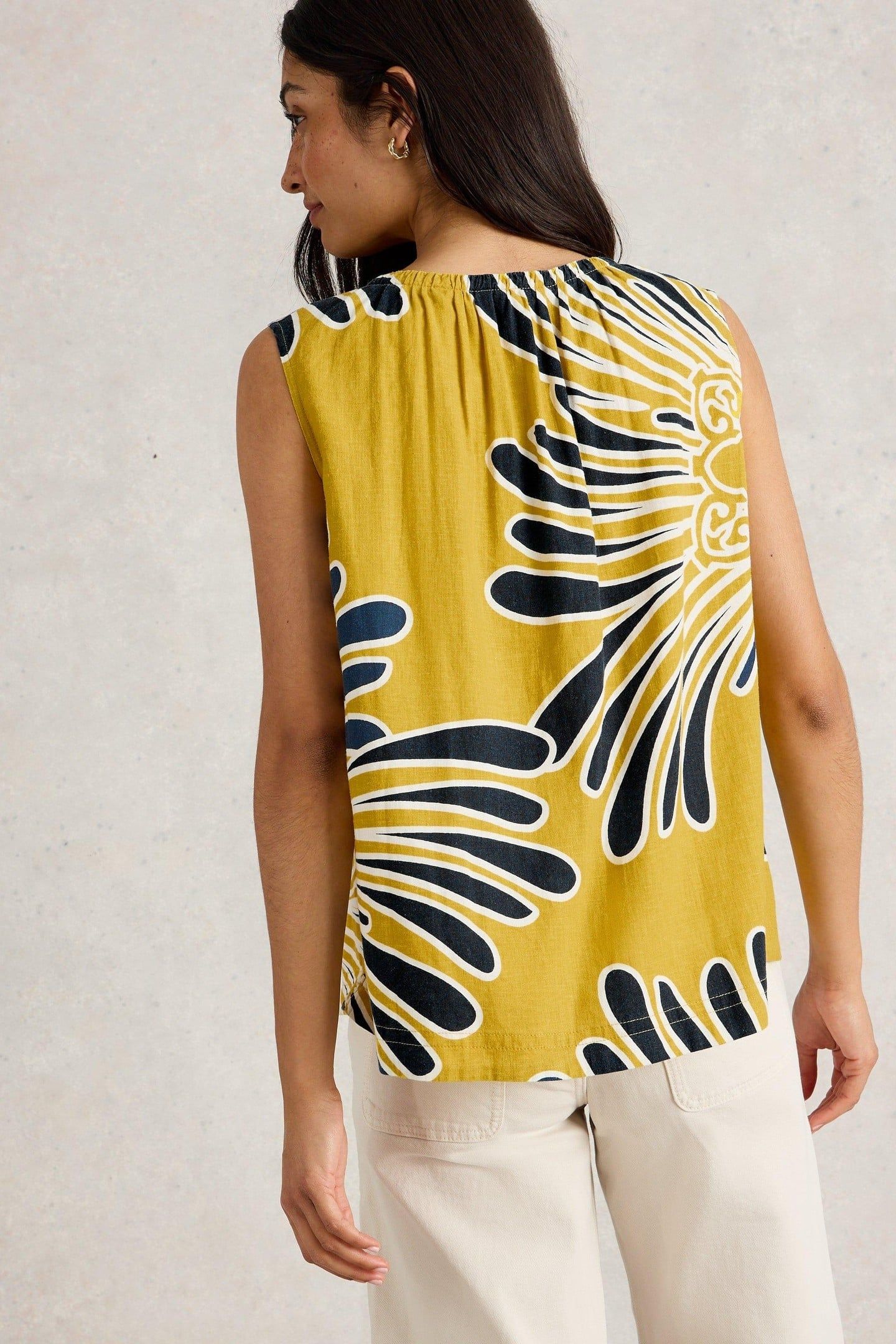 MARLEY LINEN BLEND VEST YELLOW PRINT 3