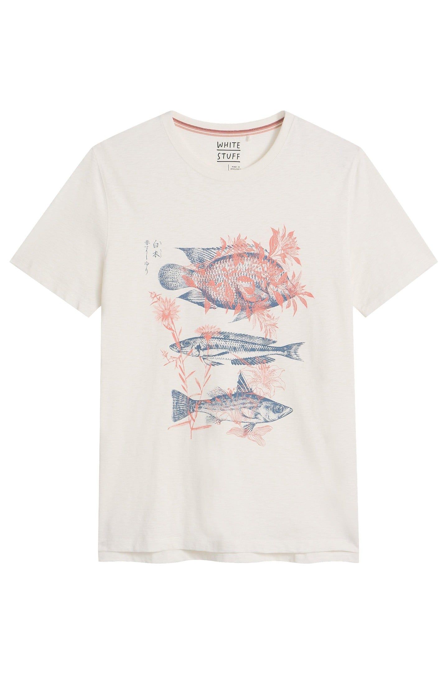 ABERSOCH FISHES GRAPHIC TEE WHITE PRINT 5