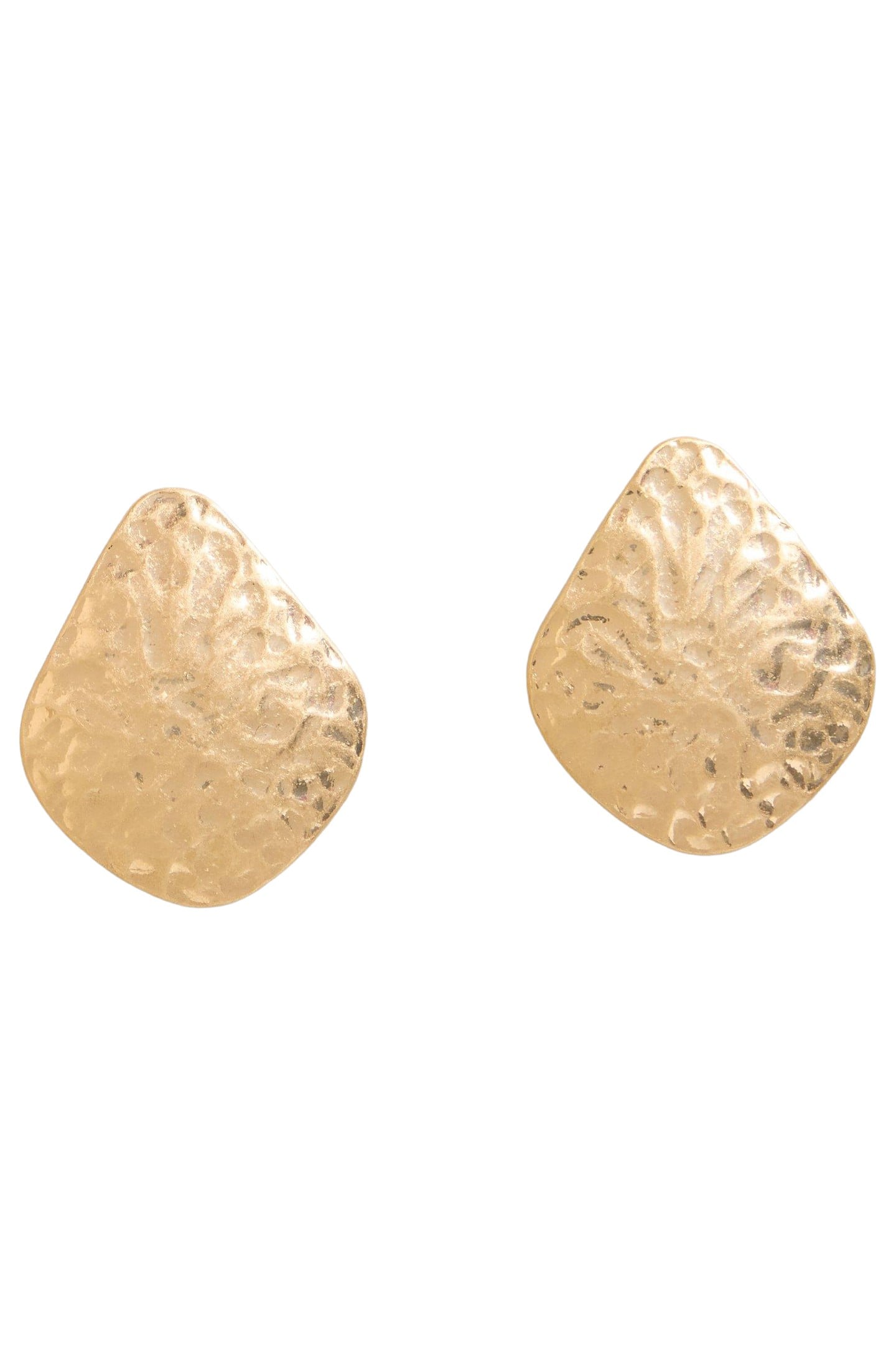PALM TEXTURED EARRING GOLD TONE METALLIC 2