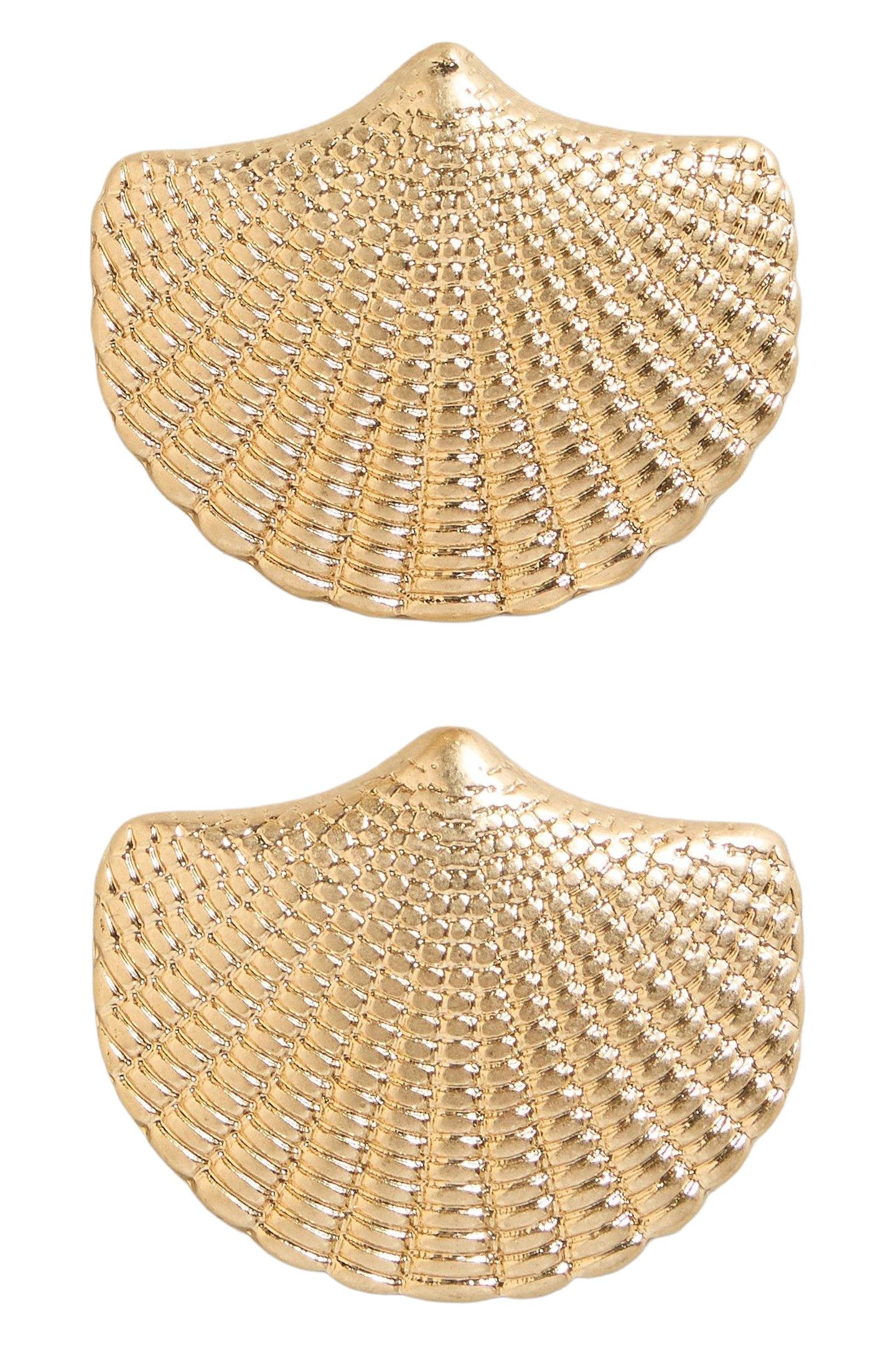 SHELL STUD EARRING GOLD TONE METALLIC 1