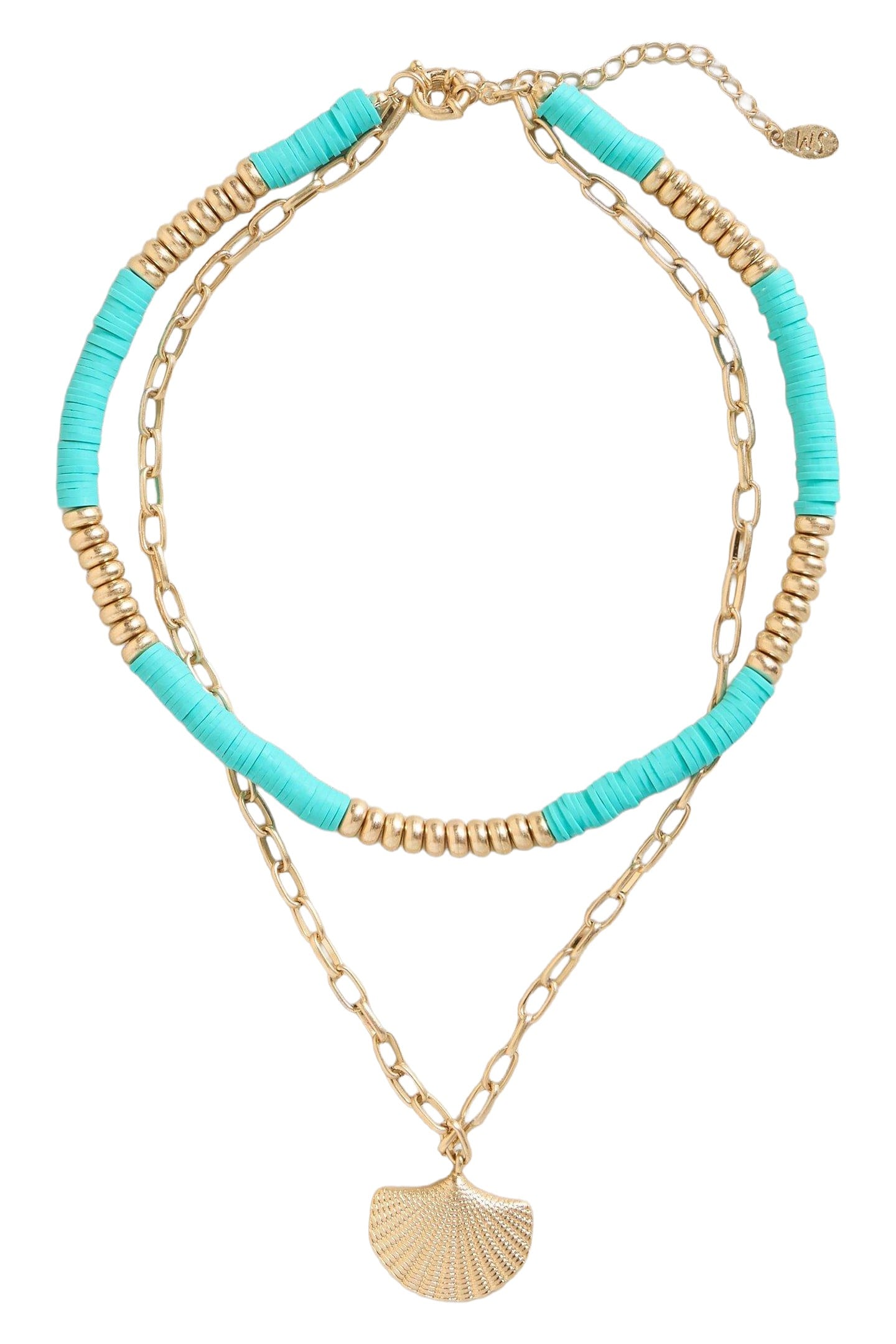 MULTI LAYER SHELL NECKLACE BLUE MULTI 1