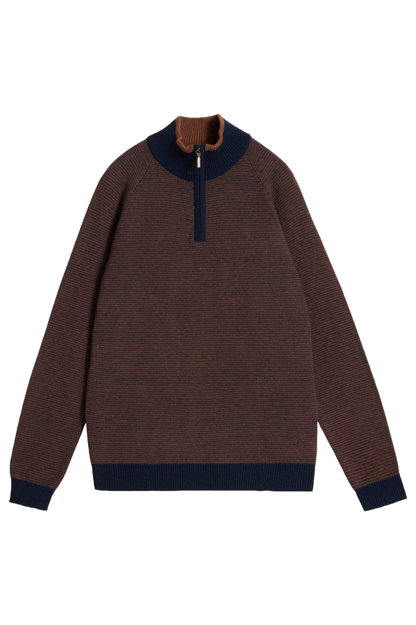 NEWPORT MERINO JACQUARD FUNNEL BROWN MULTI 3