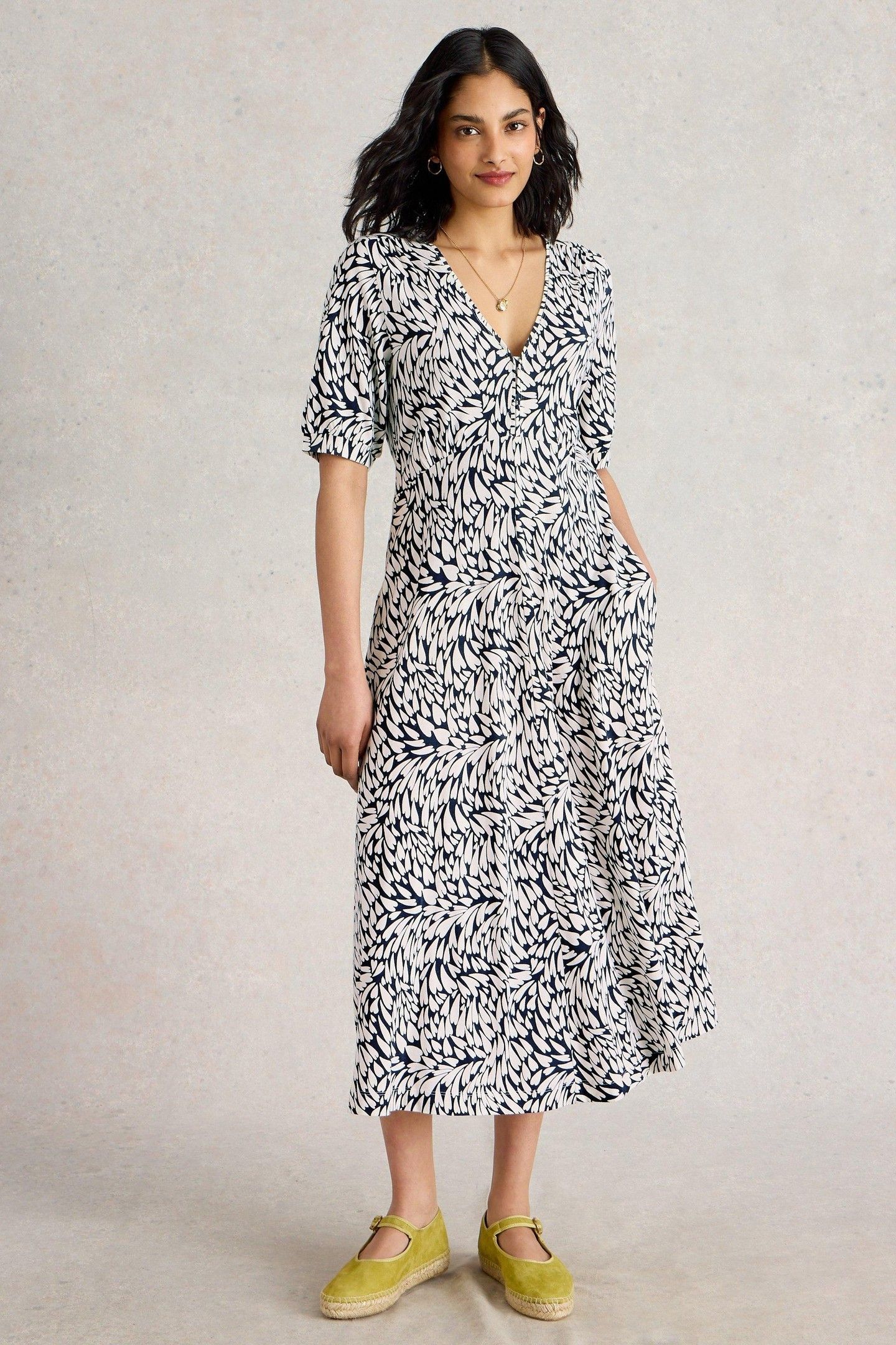 MEGAN JERSEY DRESS IVORY MULTI 2