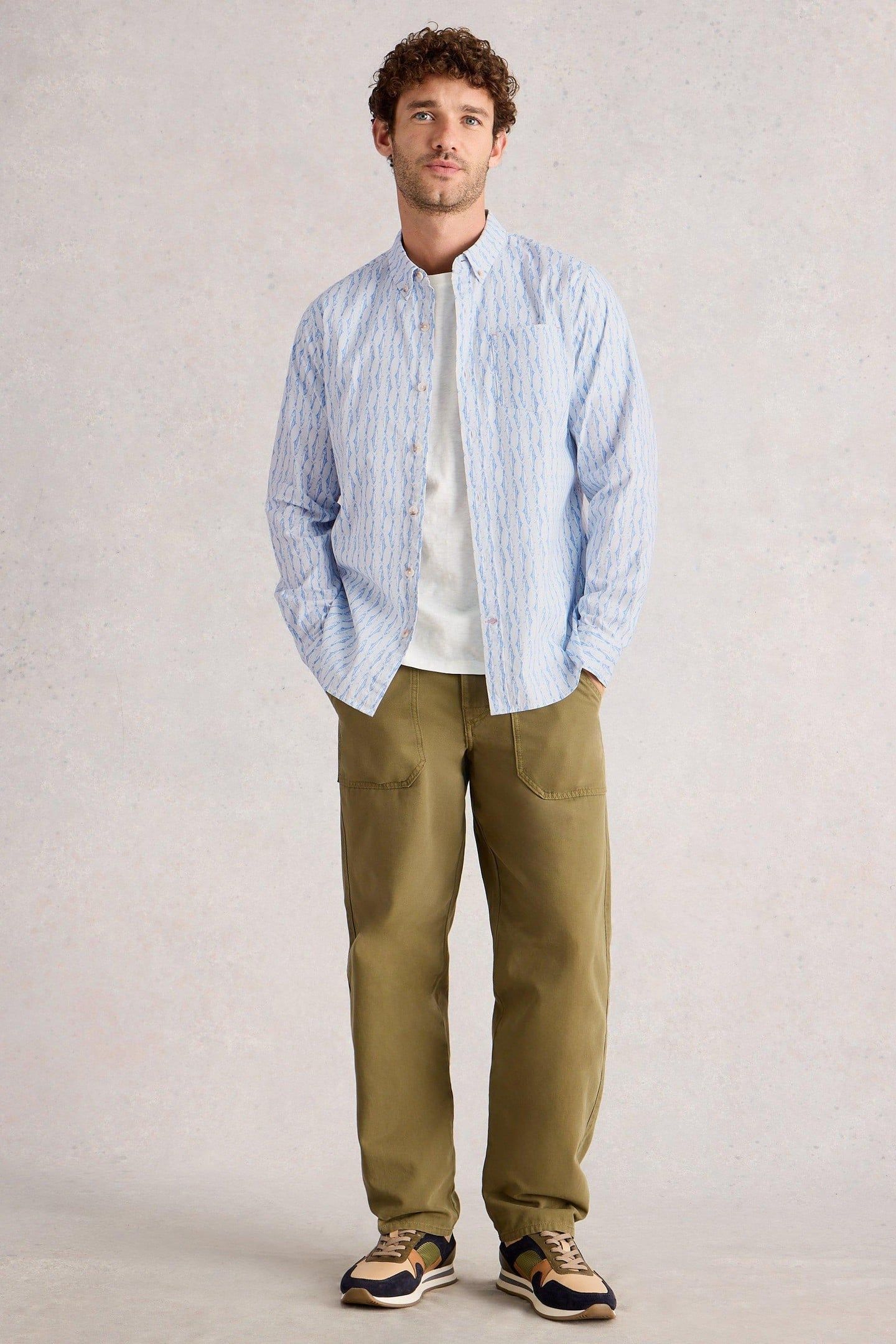 SALCOMBE FISH STRIPE SHIRT BLUE PRINT 1