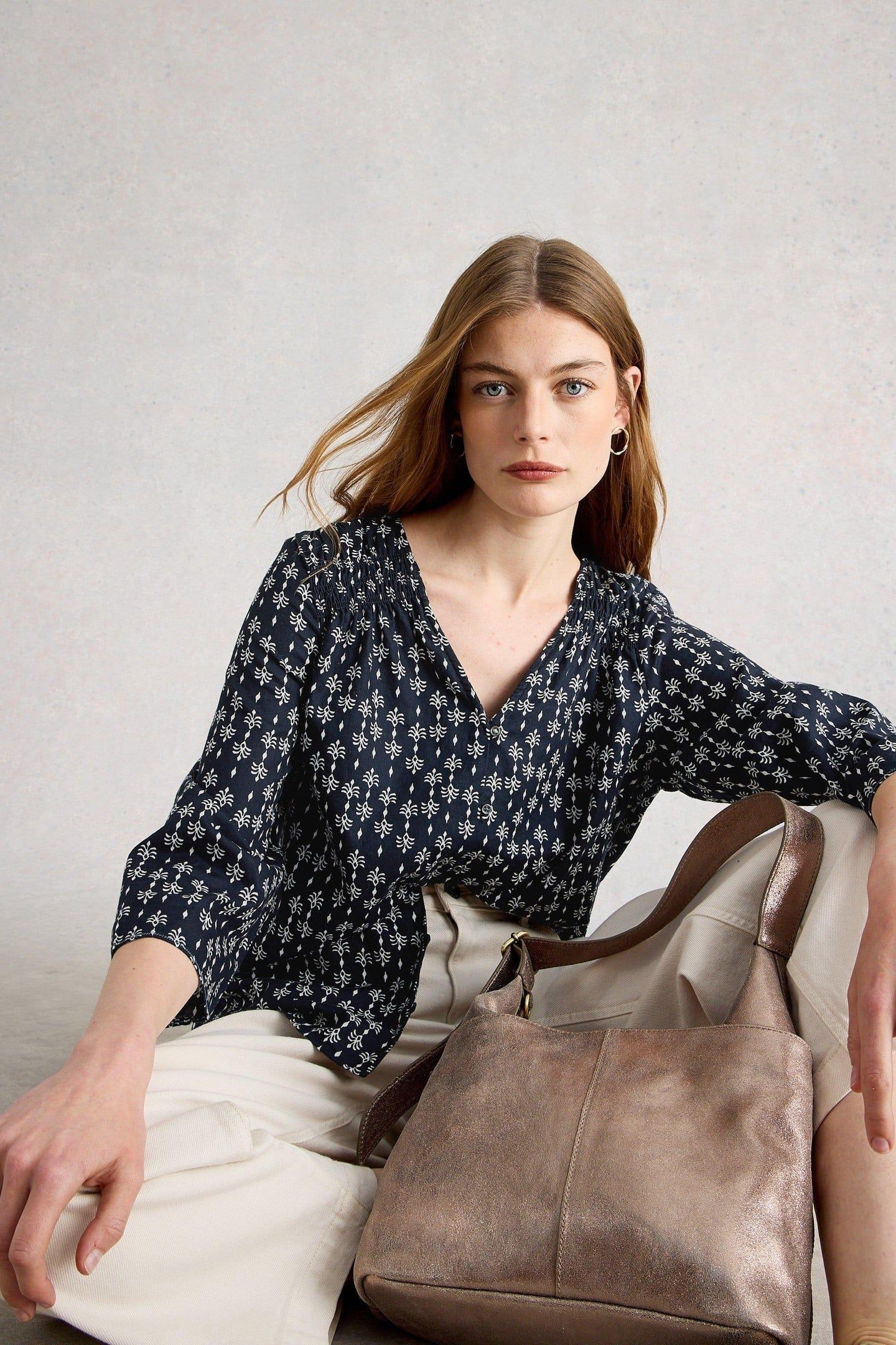 RAE ORGANIC COTTON TOP NAVY PRINT 6