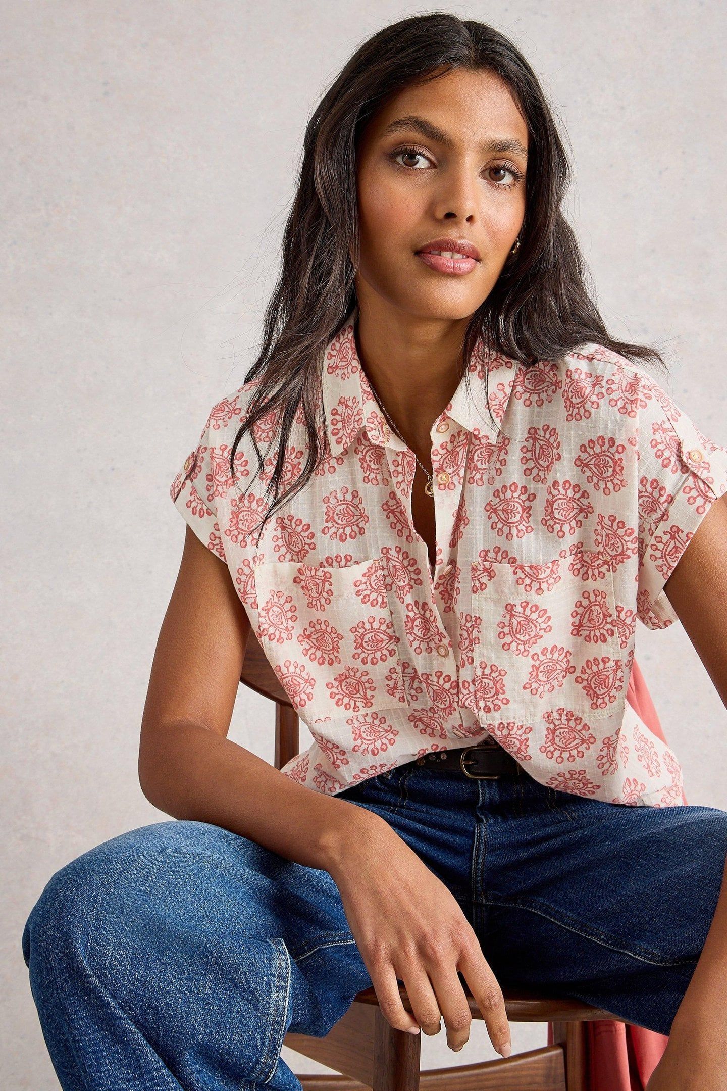 ELLIE ORGANIC COTTON SHIRT IVORY MULTI 6