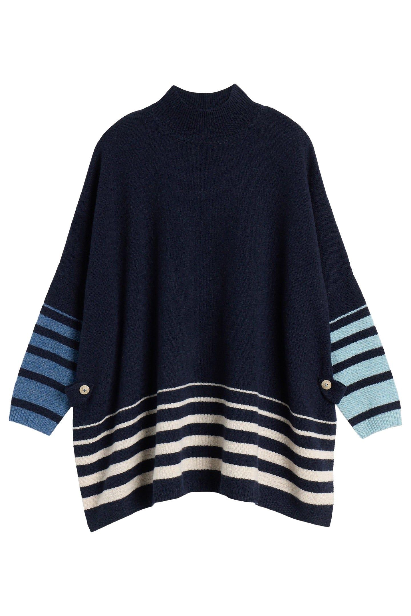 IVY SIDE SLIT THROWN ON NAVY MULTI 2