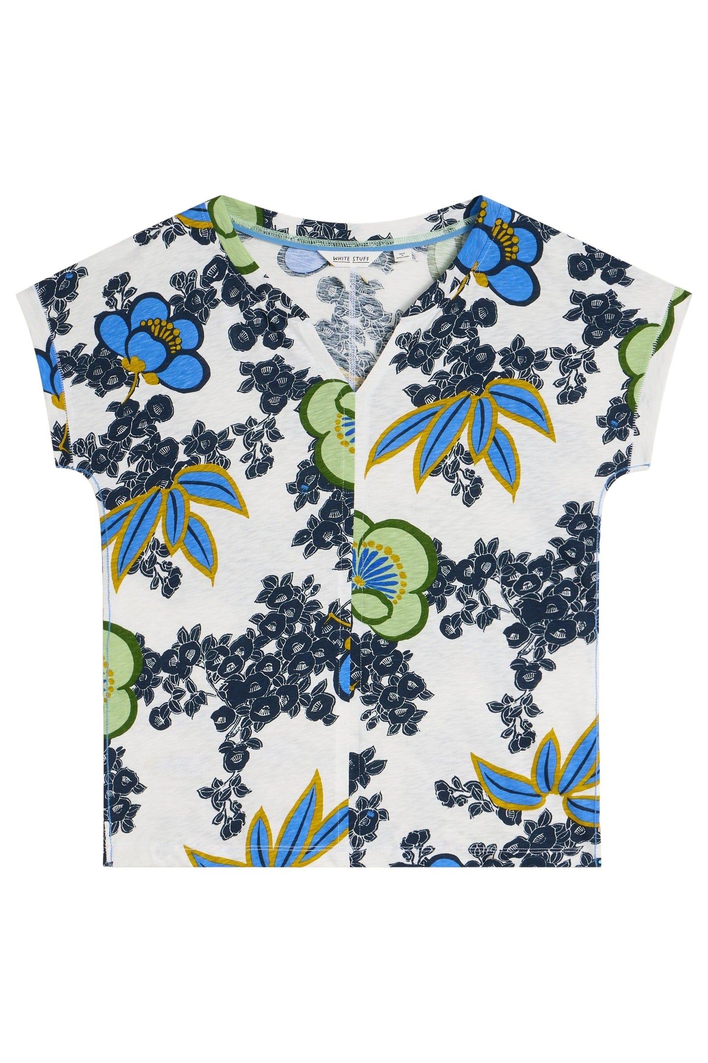 NELLY NOTCH NECK TEE WHITE MULTI 3