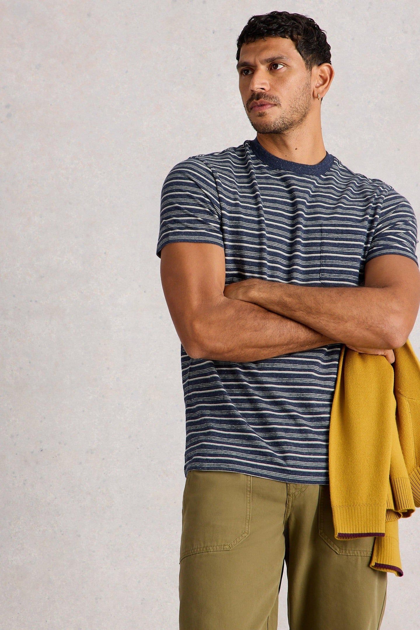 ABERSOCH STRIPE SS TEE DARK NAVY 1