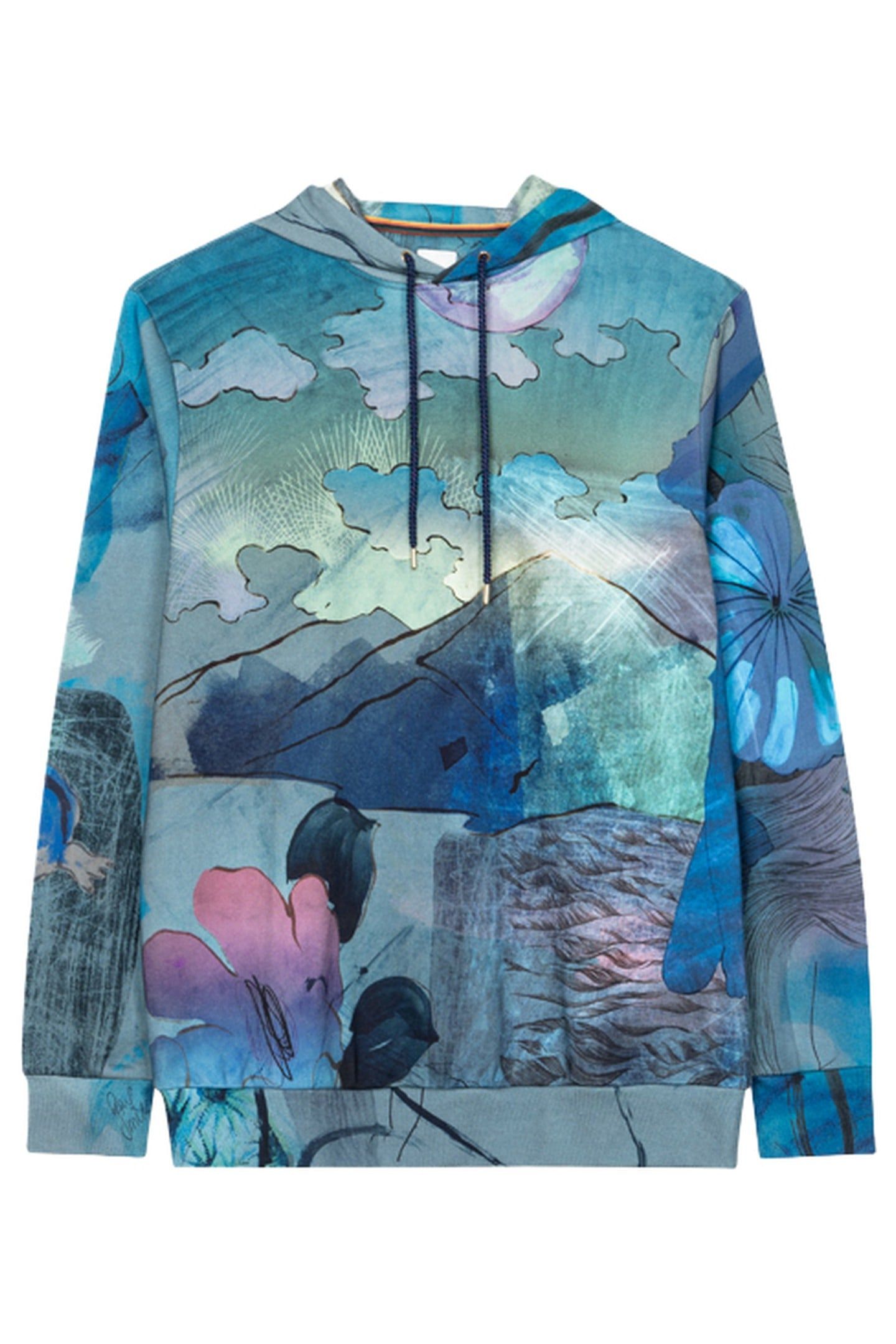 MENS NARCISSUS PRINT HOODIE NAVY 4