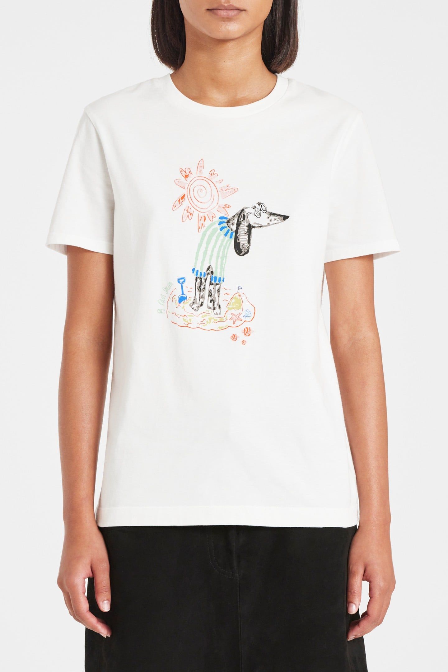 WOMENS BEACH DOG T-SHIRT WHITE 1