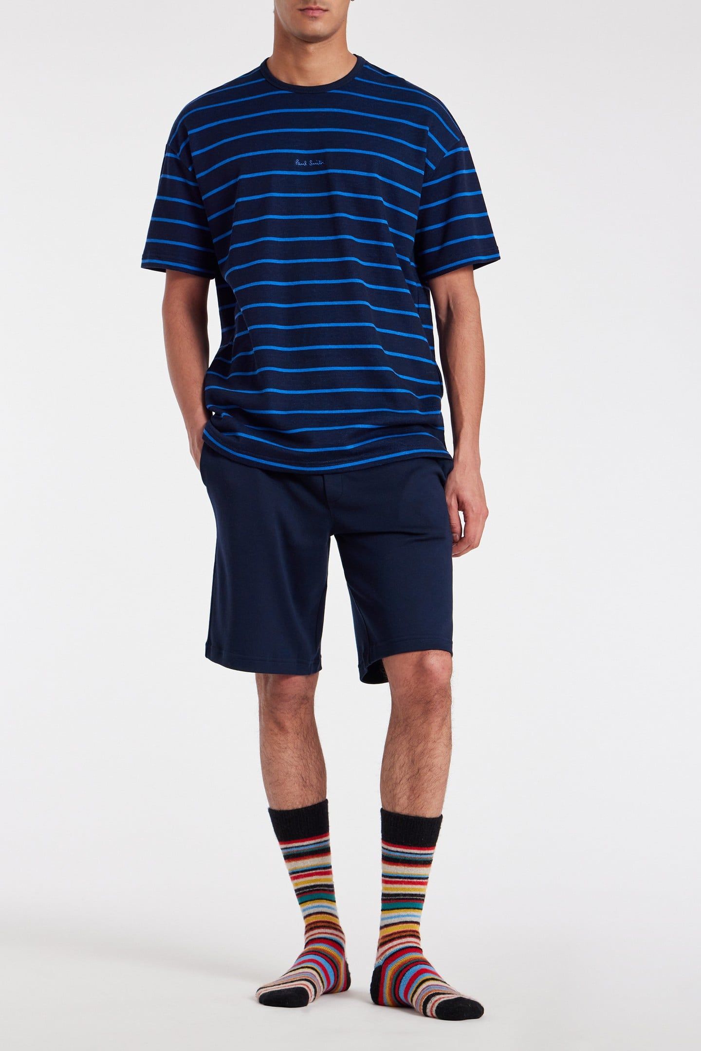 MEN TOP RELAX LOGO STRIPE INKY BLUE 3