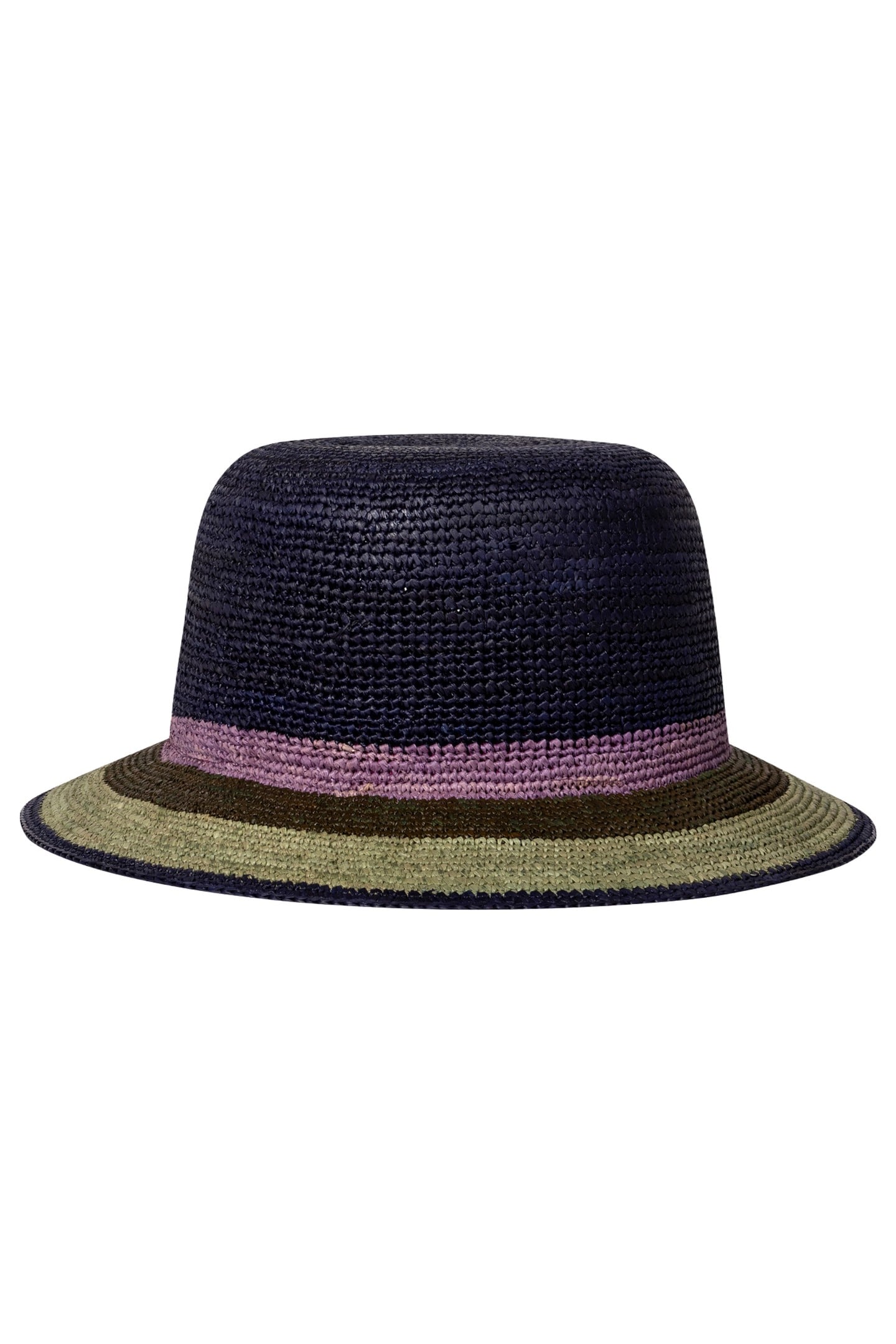 MEN HAT STRAW STRIPE BRIM NAVY 1