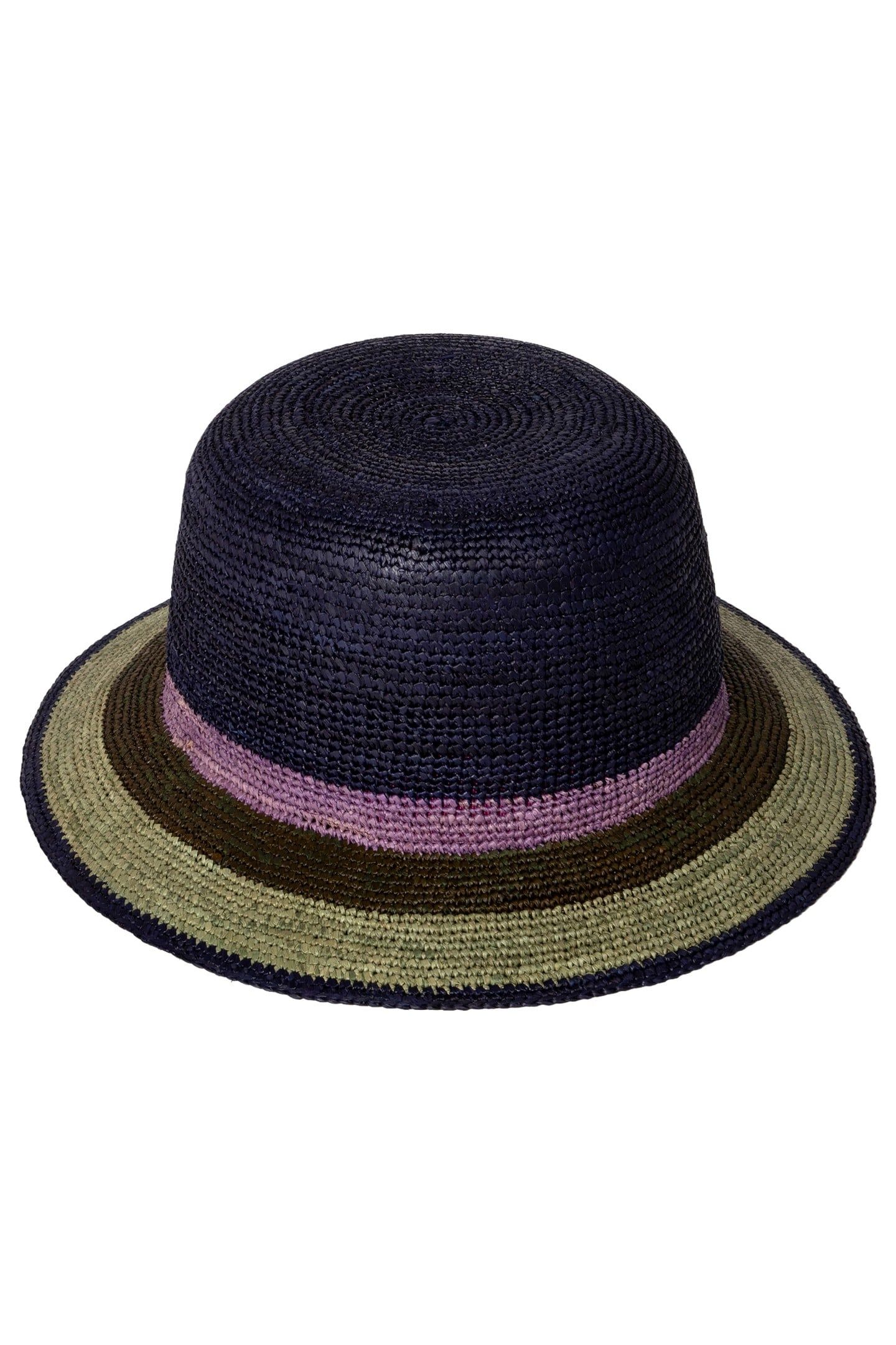 MEN HAT STRAW STRIPE BRIM NAVY 2