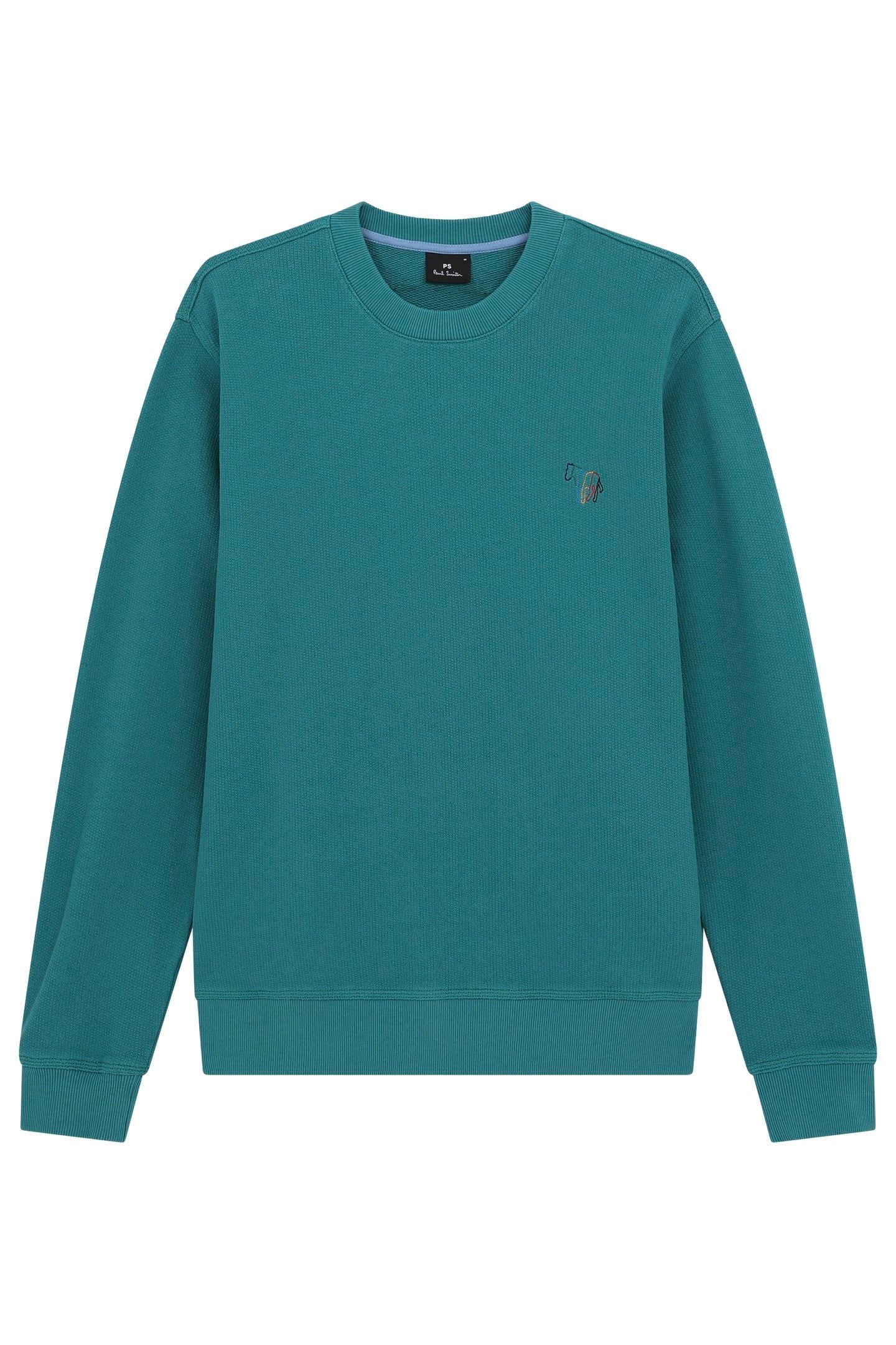 MENS SWEATSHIRT LINE ZEBRA PETROL GREEN 1