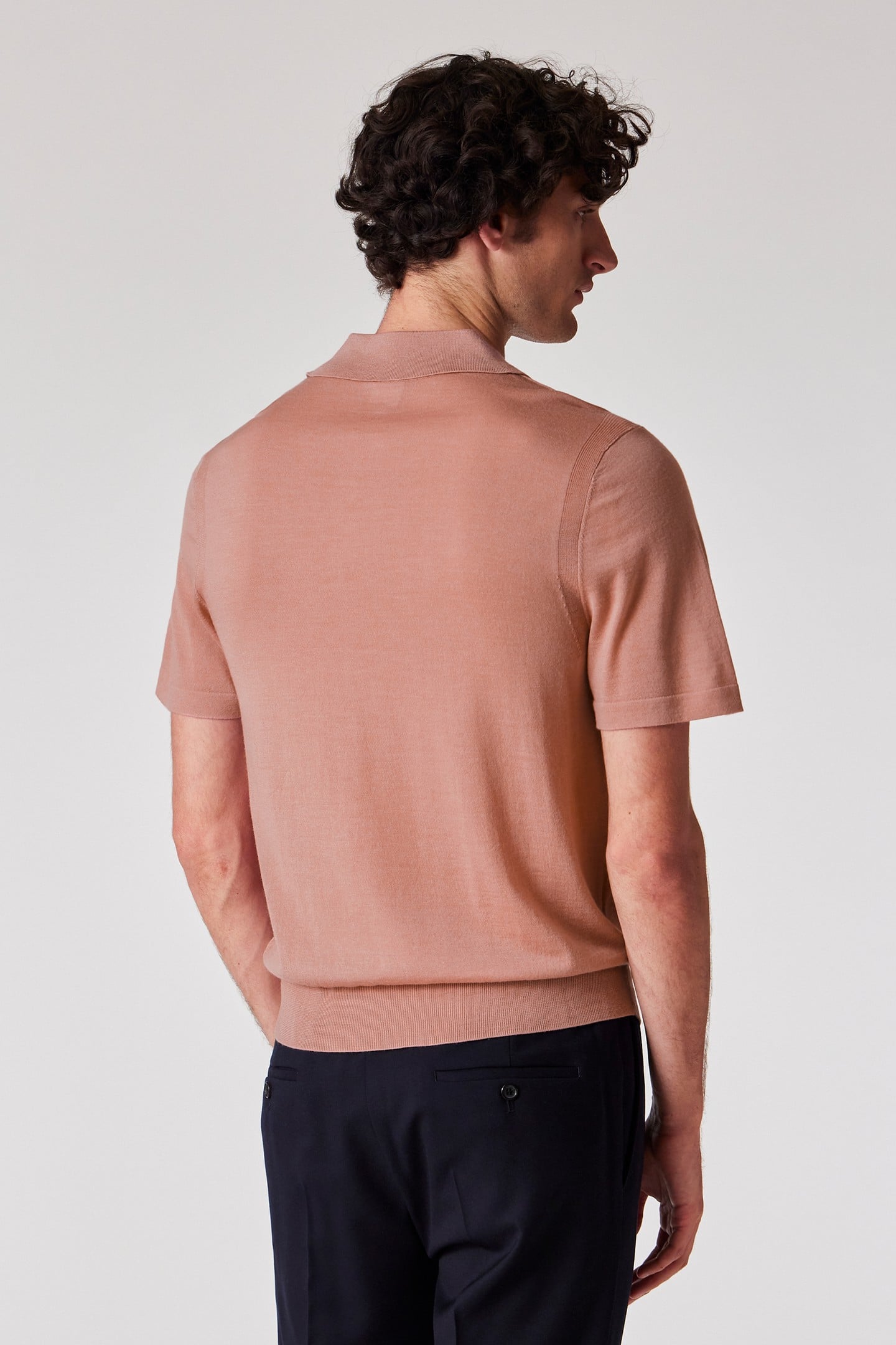 MENS SWEATER SS POLO POWDER PINK 4