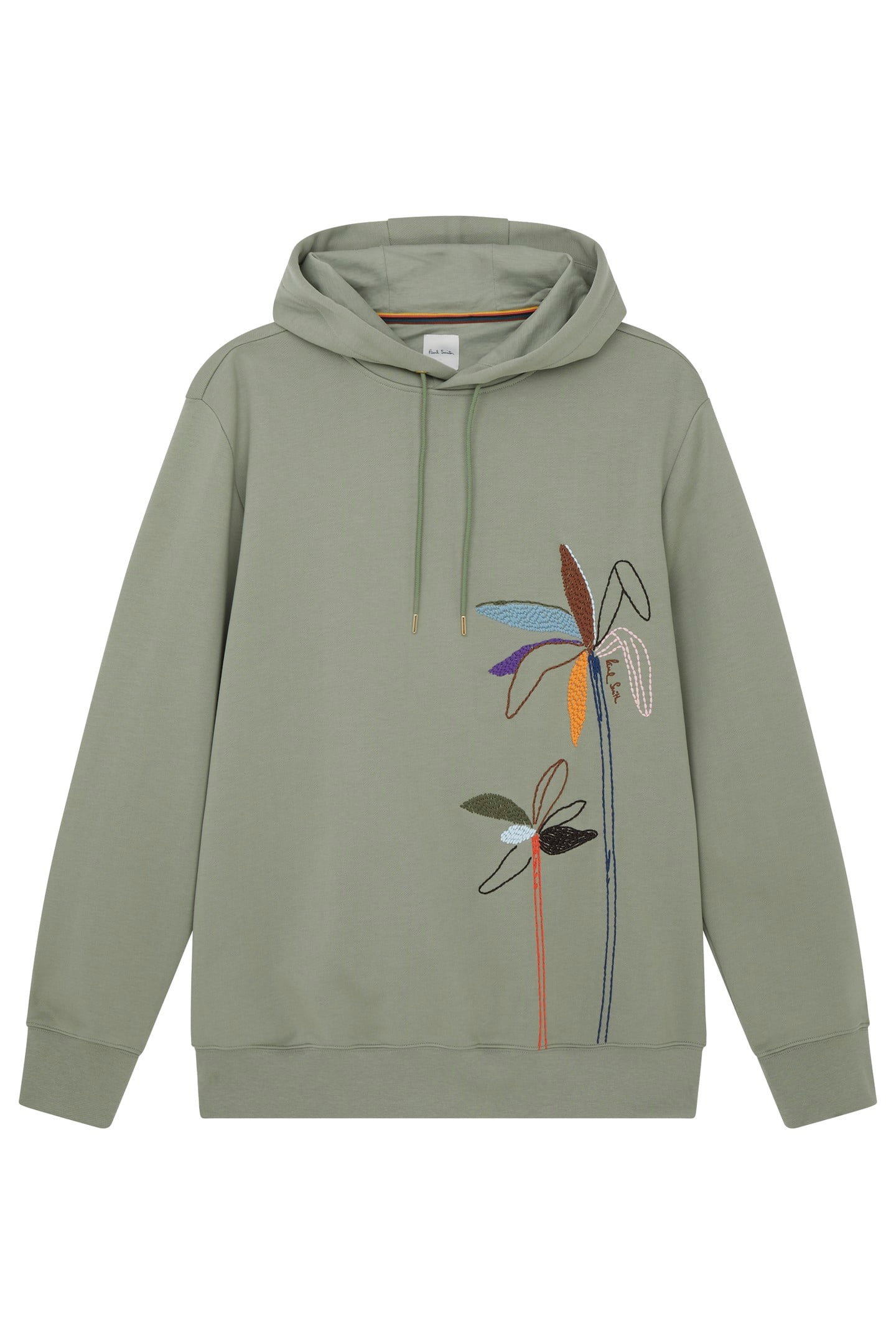 MENS HOODIE WITH PALM EMBROIDERY LT GREYISH GREEN 1
