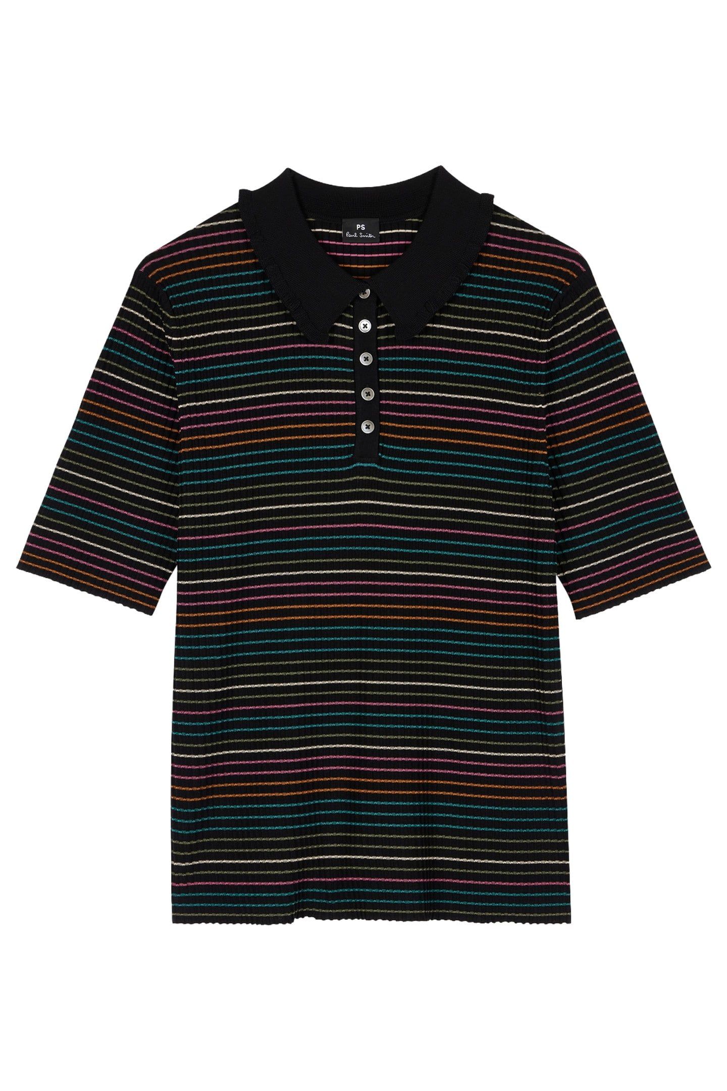 WOMENS KNITTED SS TOP BLACK 1