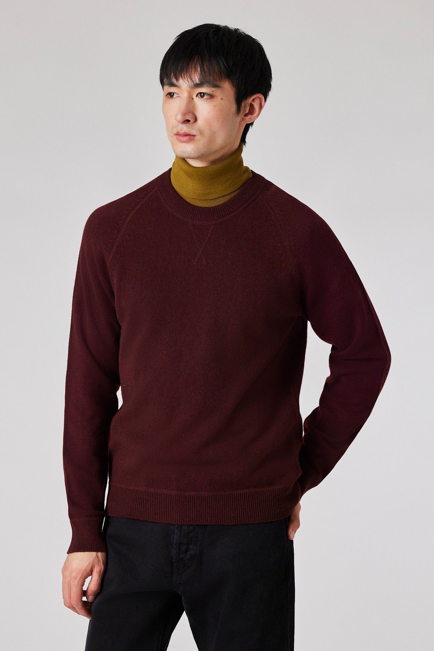 MENS SWEATER CREW NECK BURGUNDY/ BORDE 2