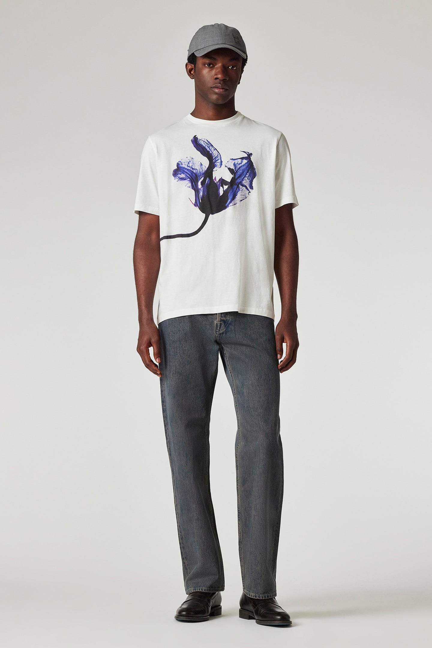 MENS PHOTO FLOWER PRINT TSHIRT WHITE 3